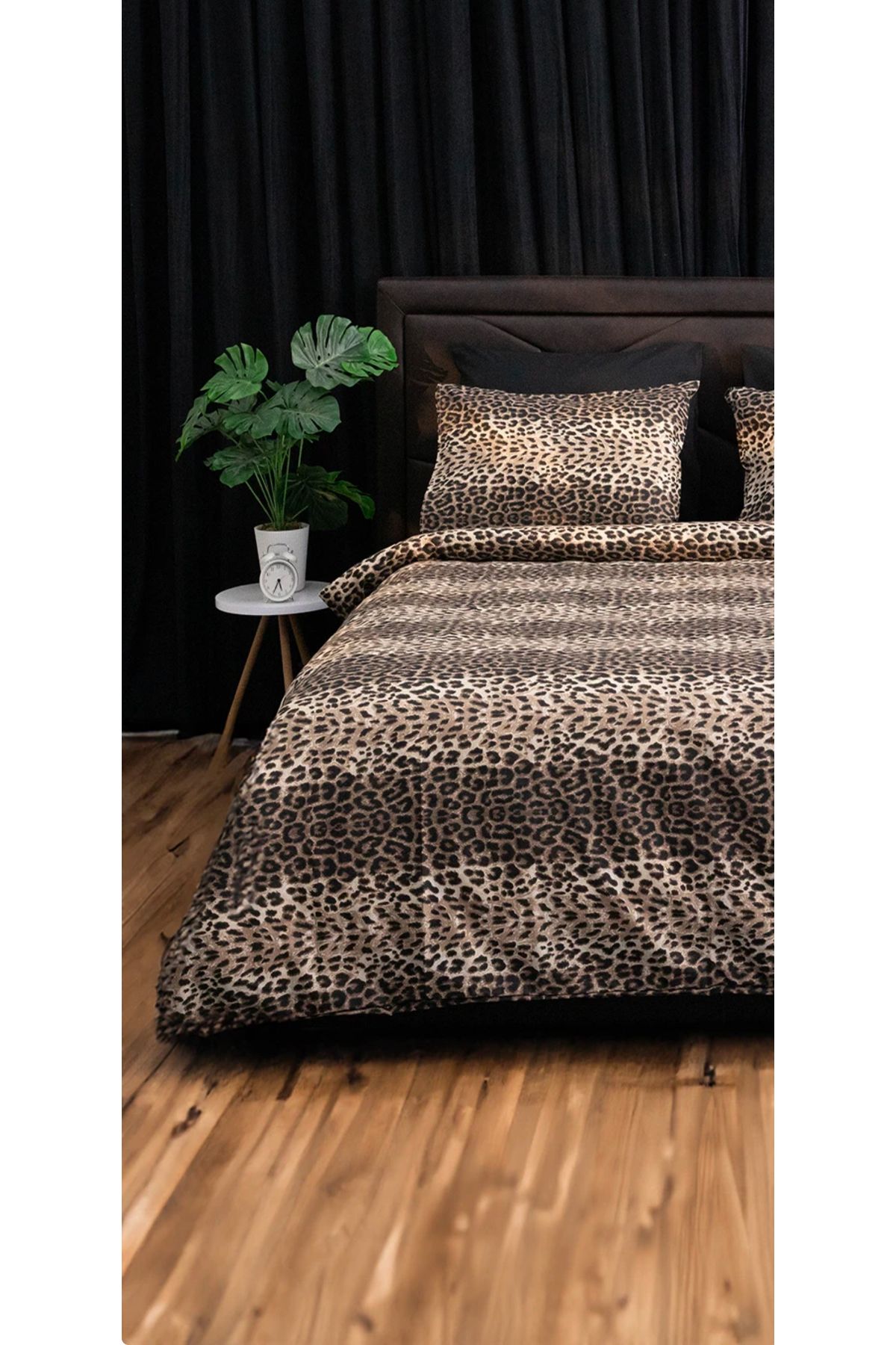 Belsina-Double Leopard Print Duvet Cover Set (with Elastic Sheets) 3