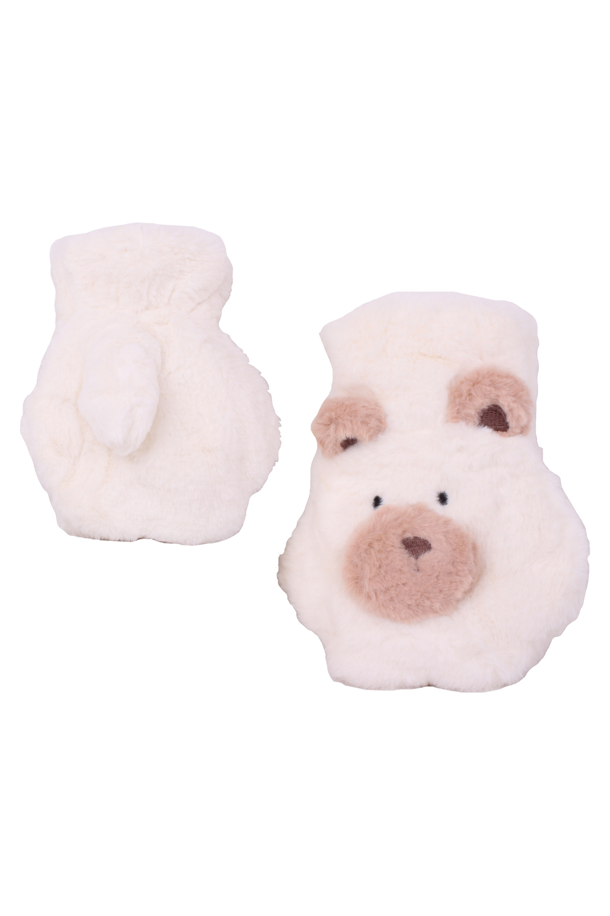 İşnar Peluş Çocuk Eldiven 4-6 Yaş Yavru Ayı Patisi Krem Renk Parmaksız Model 0041 fotoğrafı 2 (önizleme)