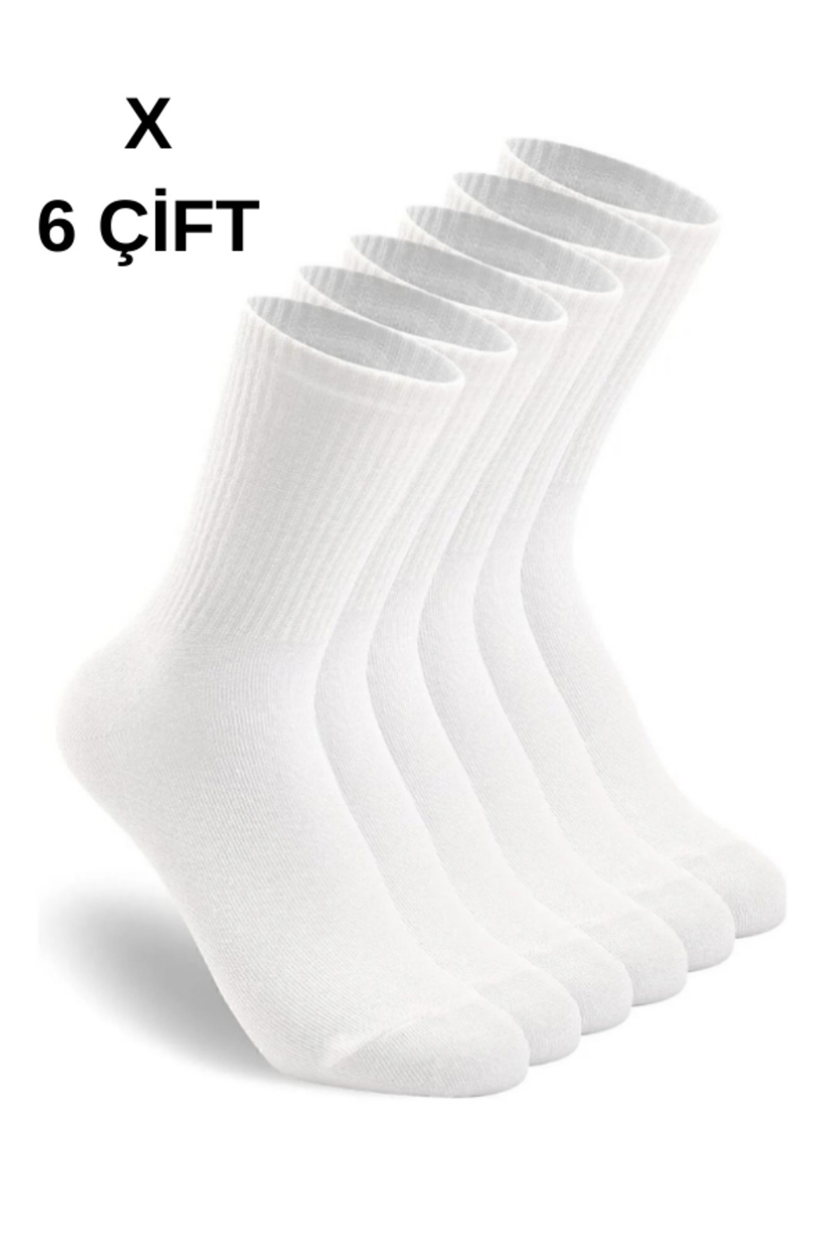 myprem socks 6 Çiftnisex Düz Tenis Çorap 6'lı Extra Rahat görsel 2