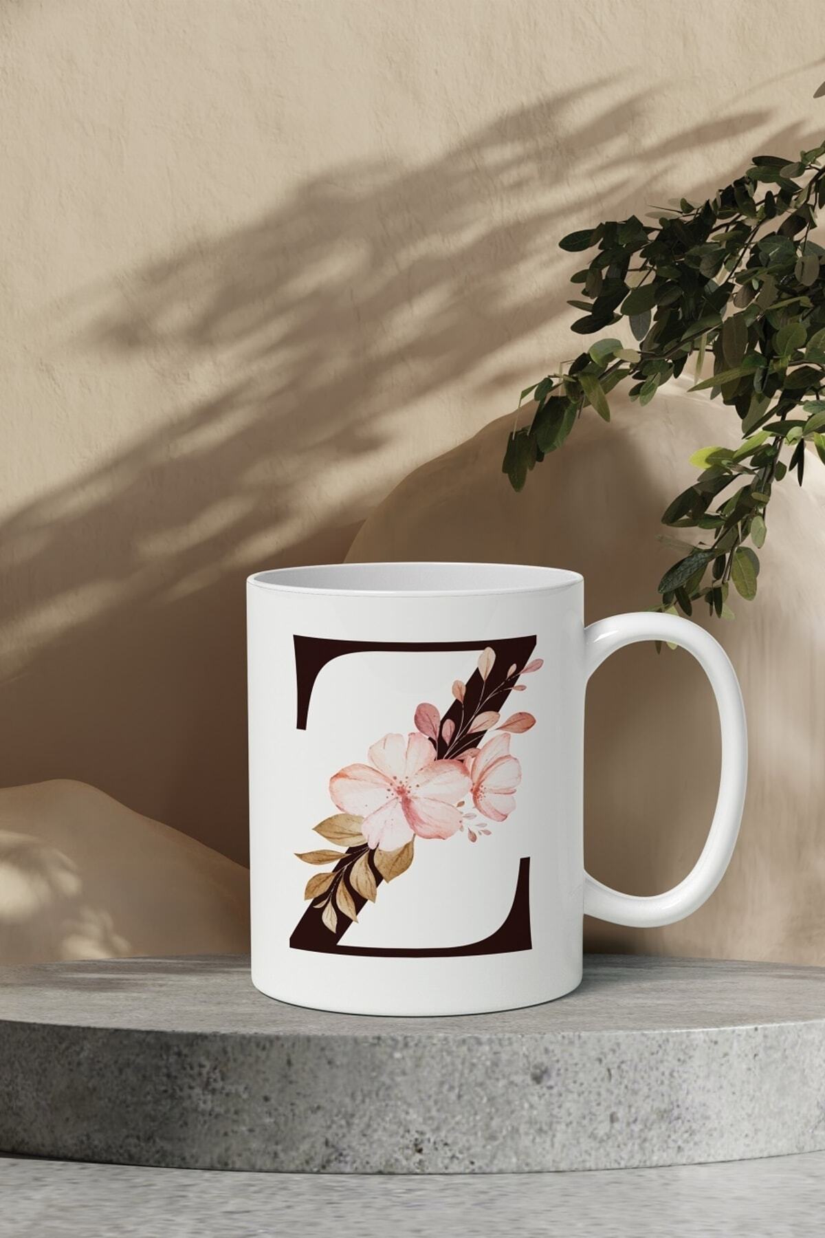 Personalized Z Letter Flower Mug