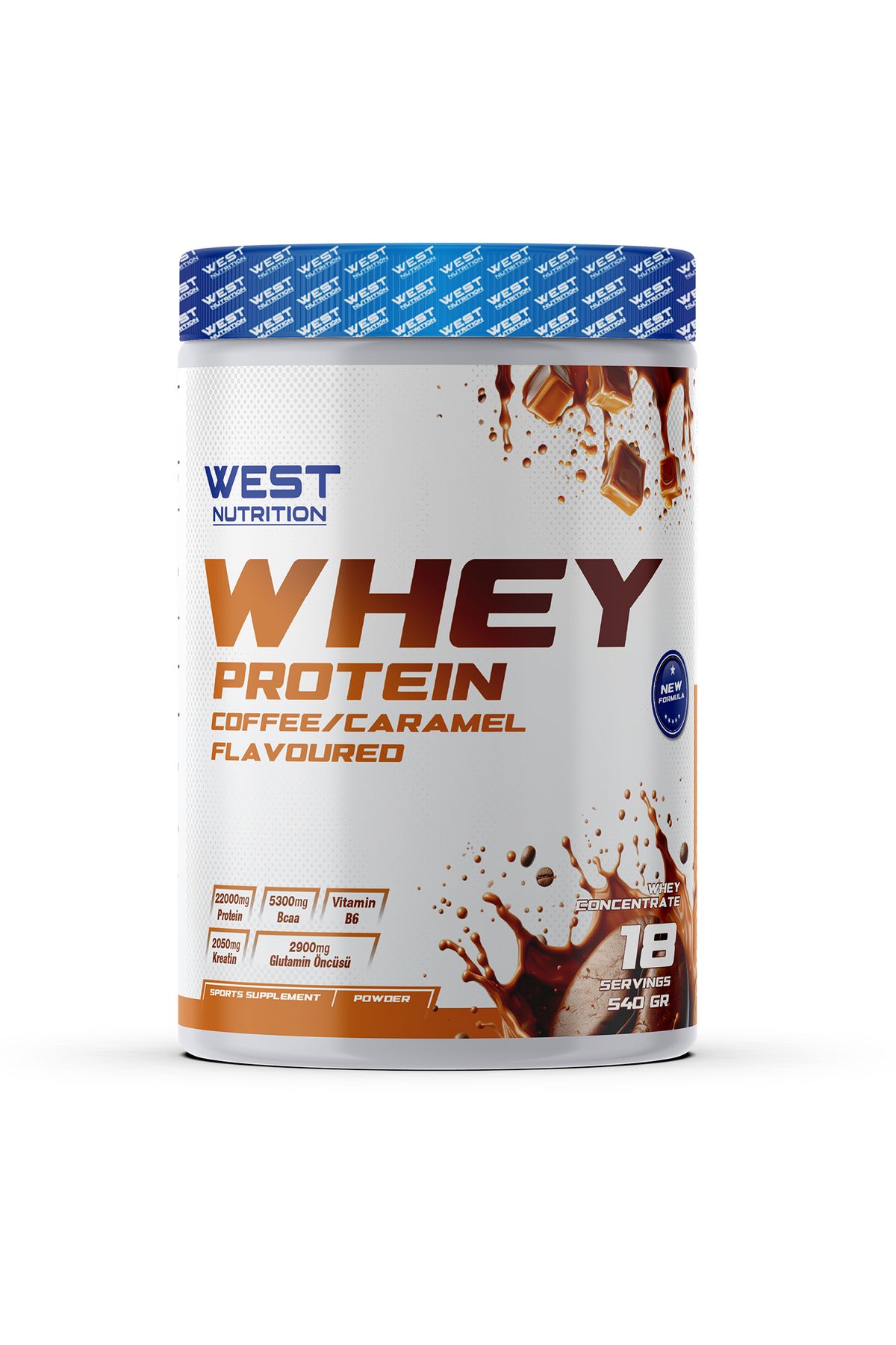 West Nutrition Whey Protein Tozu 540 gr 18 Servis Kahve & Karamel Aromalı