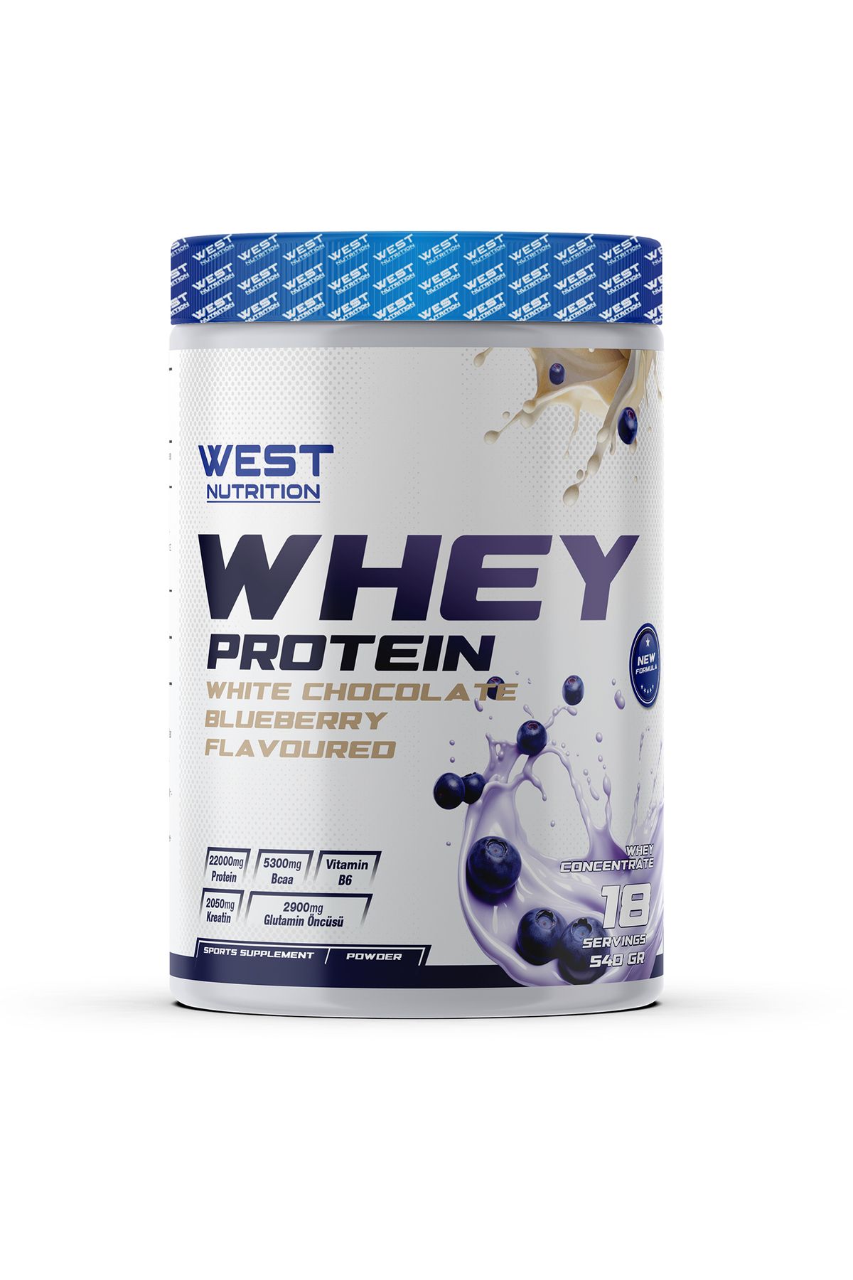 West Nutrition Whey Protein Tozu 540 gr 18 Servis Yabanmersini & Beyaz Çikolata Aromalı