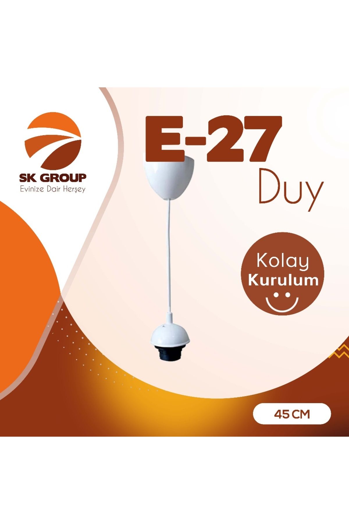 SKGROUP Kablolu Sarkıt Askı Takımı Duy E27 Tesisatı BEYAZ