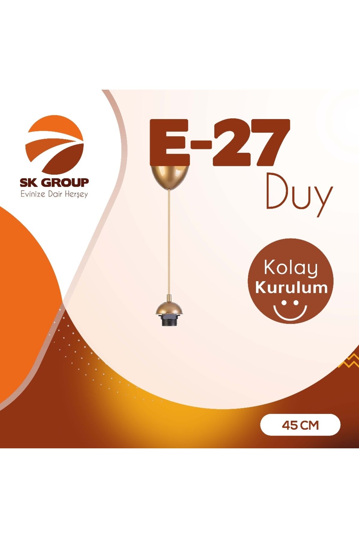 SKGROUP Kablolu Sarkıt Askı Takımı Duy E27 Tesisatı 1 ADET GOLD