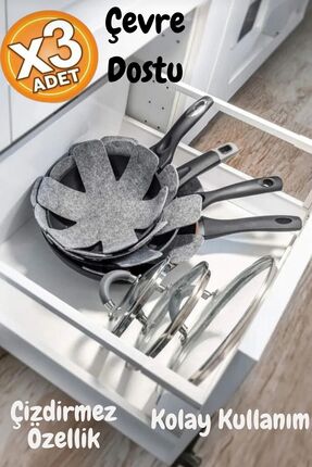 Special Action 3 Adet Tencere Tava Ve Borcam Koruyucu Çizdirmez Keçe Mutfakta...