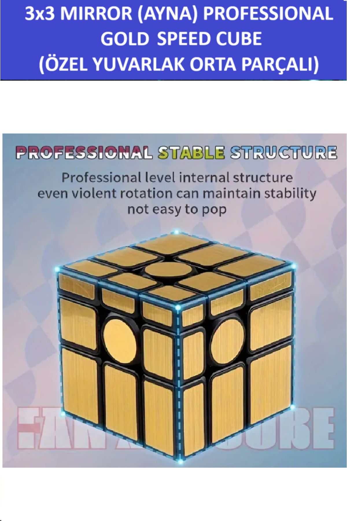 ZETCONCEPT-Professional Speed Cubing - 3X3 Golden Mirror Round Piece Mirror Cube 5