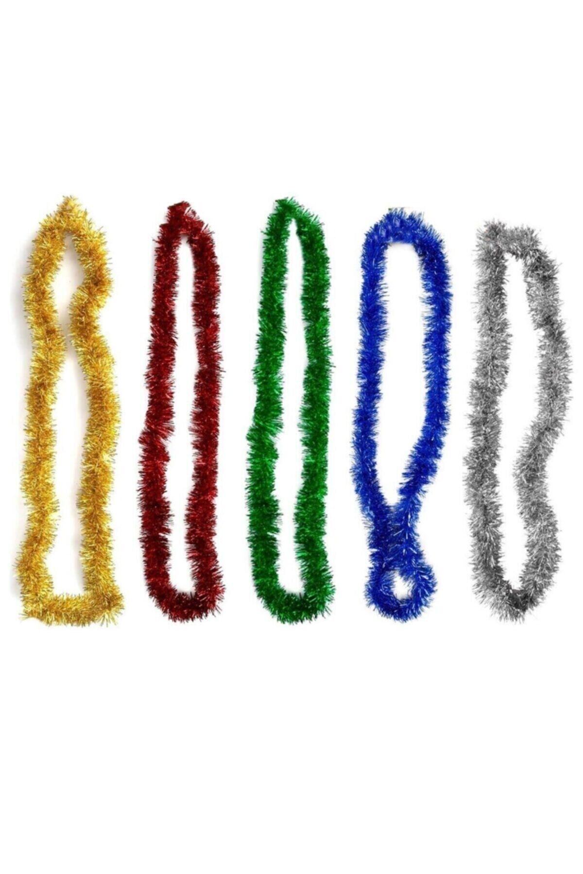 14Süs Yılbaşı Parti Süsü Boyun Süsü 5 Adet Yılbaşı Parlak Garland 200 Cm