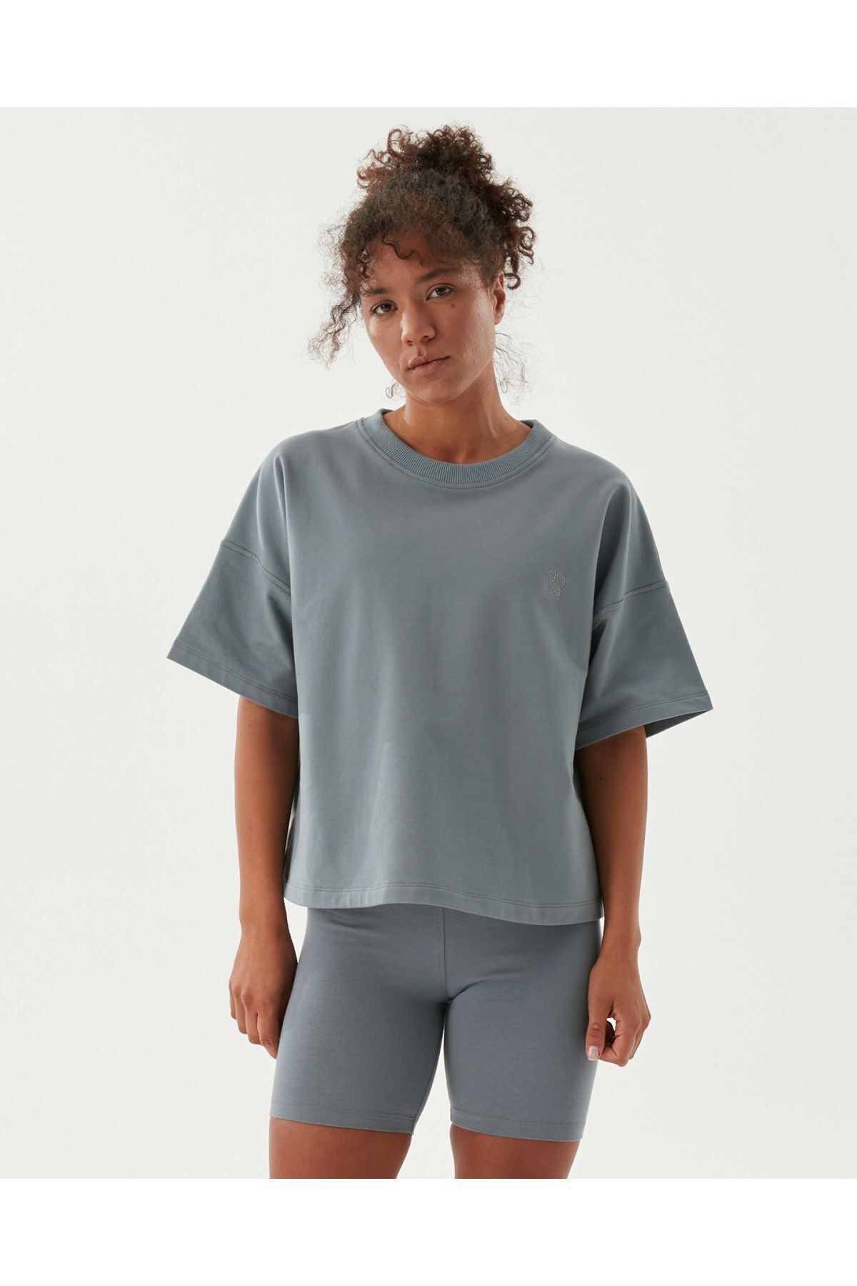 Ayma Active-Blue Short Sleeve Crew Neck Basic Thick Sweatshirt Tee 5
