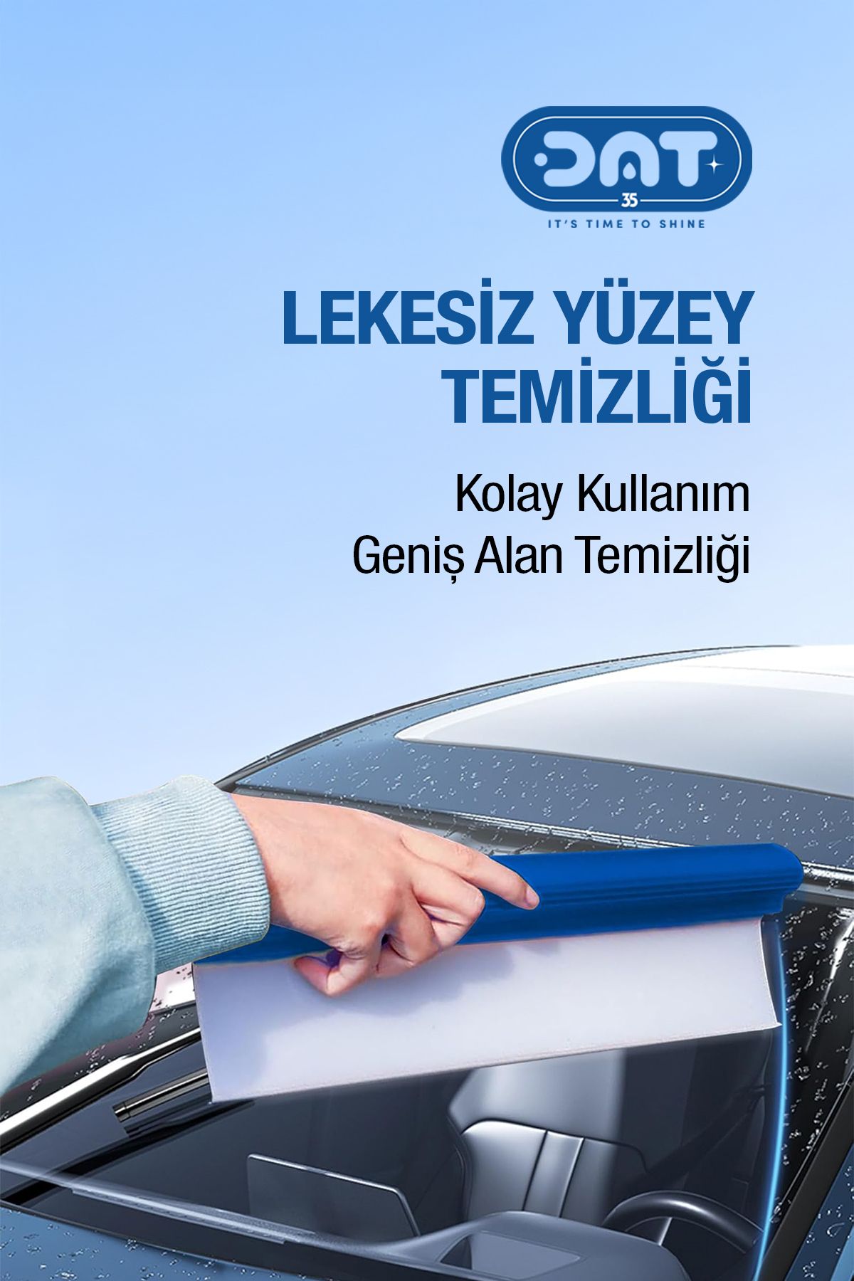 Mavi Silikon Uçlu Su Çekeceği Oto Araba Yıkama Araç Kurulama Oto Çekçek, Cam Su Çekme Aparatı