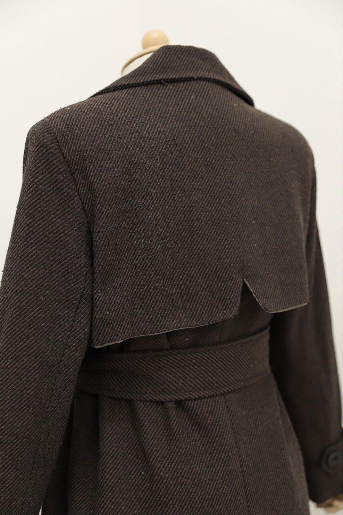 Modamorfo-Brown Coat with Bolero Detail and Belt 5