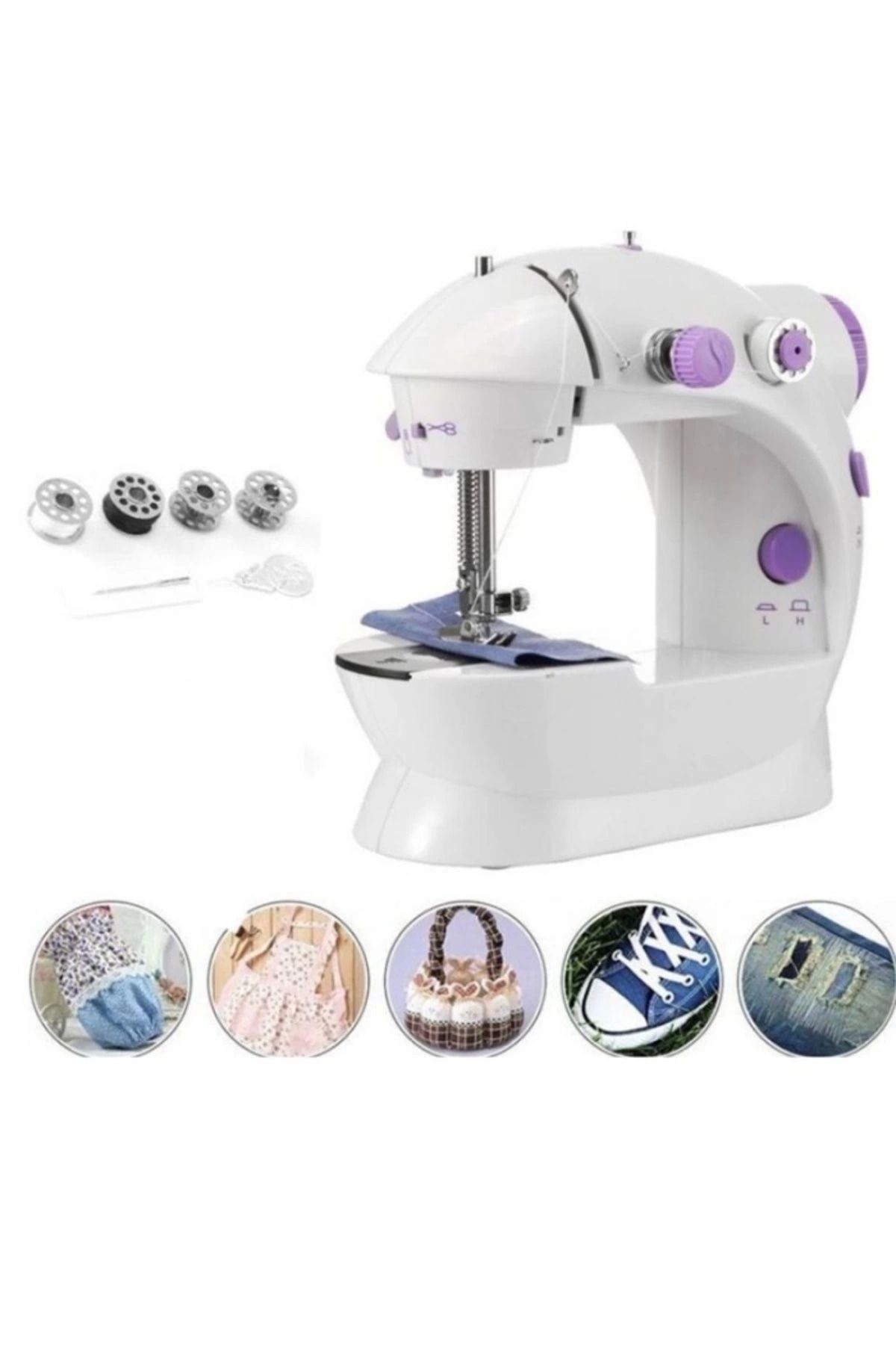 Easy Tedarik Dikiş Makinesi Sew Whiz Elektrikli Veya Pille Çalışabilen Çift Kademeli Işıklı Mini