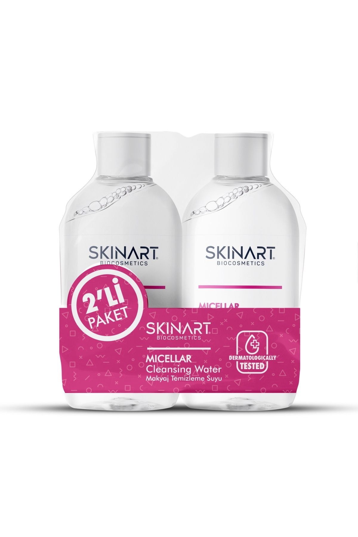 SkinArt H2O Micellar Makyaj Temizleme Suyu Hassas ve Normal Ciltler 500 ml 2li paket