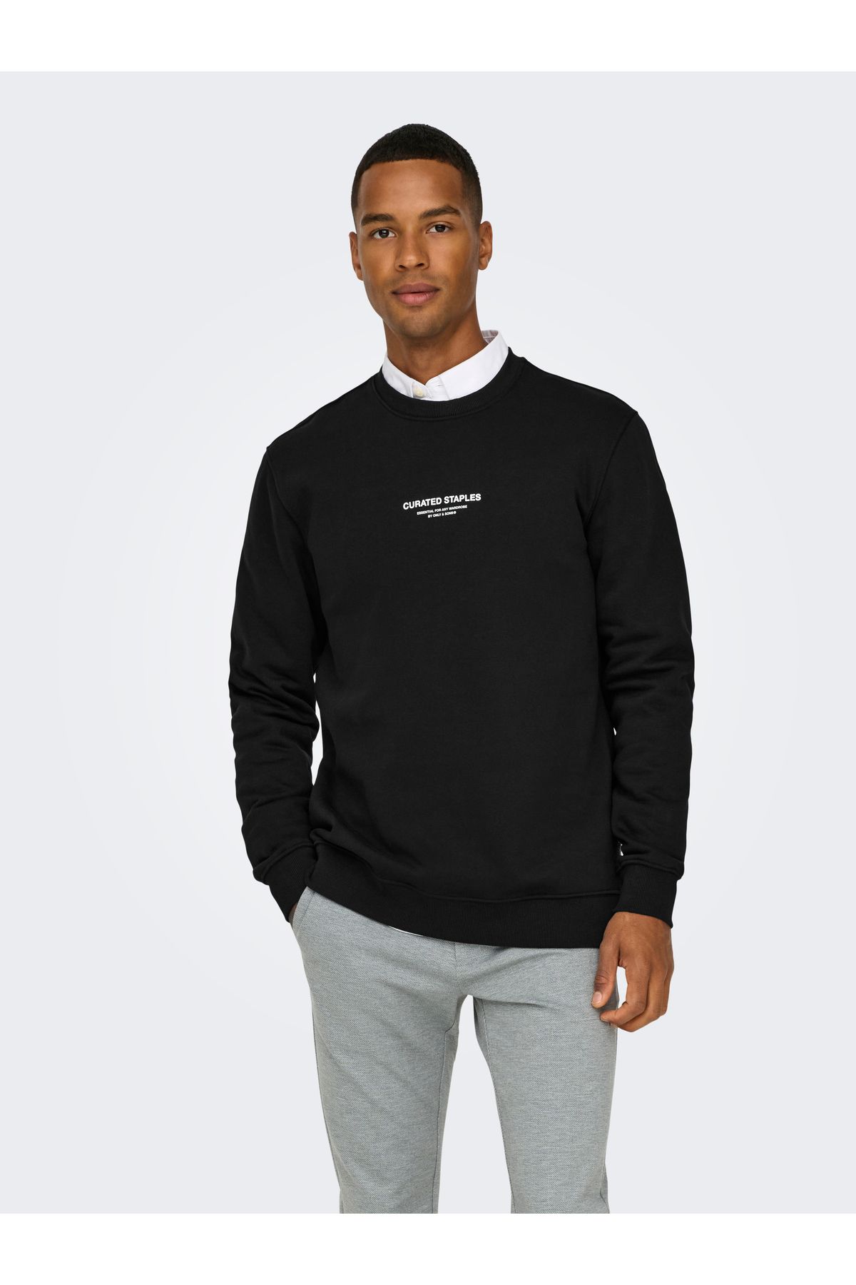 Only & Sons-Onscurated Reg Crew Neck Sweatshirt - Noos Black(C-N10) 22030923 2