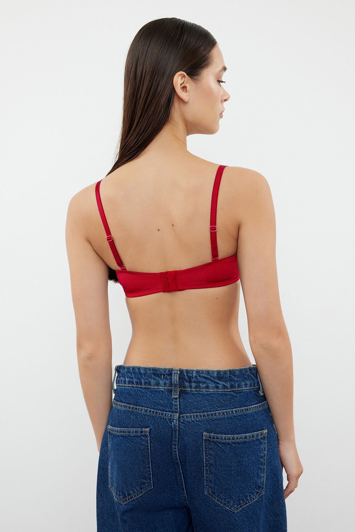 Trendyol Collection-Red Knitted Bra with Push-Up and Padding - Detachable String Straps, Strapless Thmaw21Su0059 4