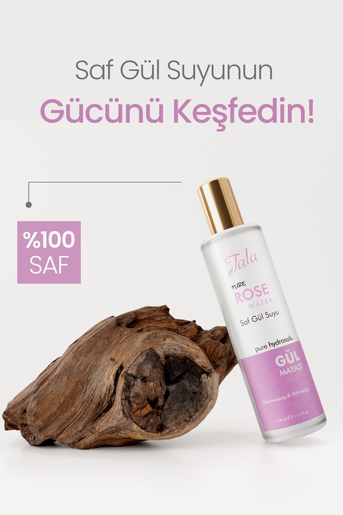 مخمر گل رز 100% خالص تونیک روشن کننده و تصفیه کننده منافذ گلاب 100 میلی لیتر Tala