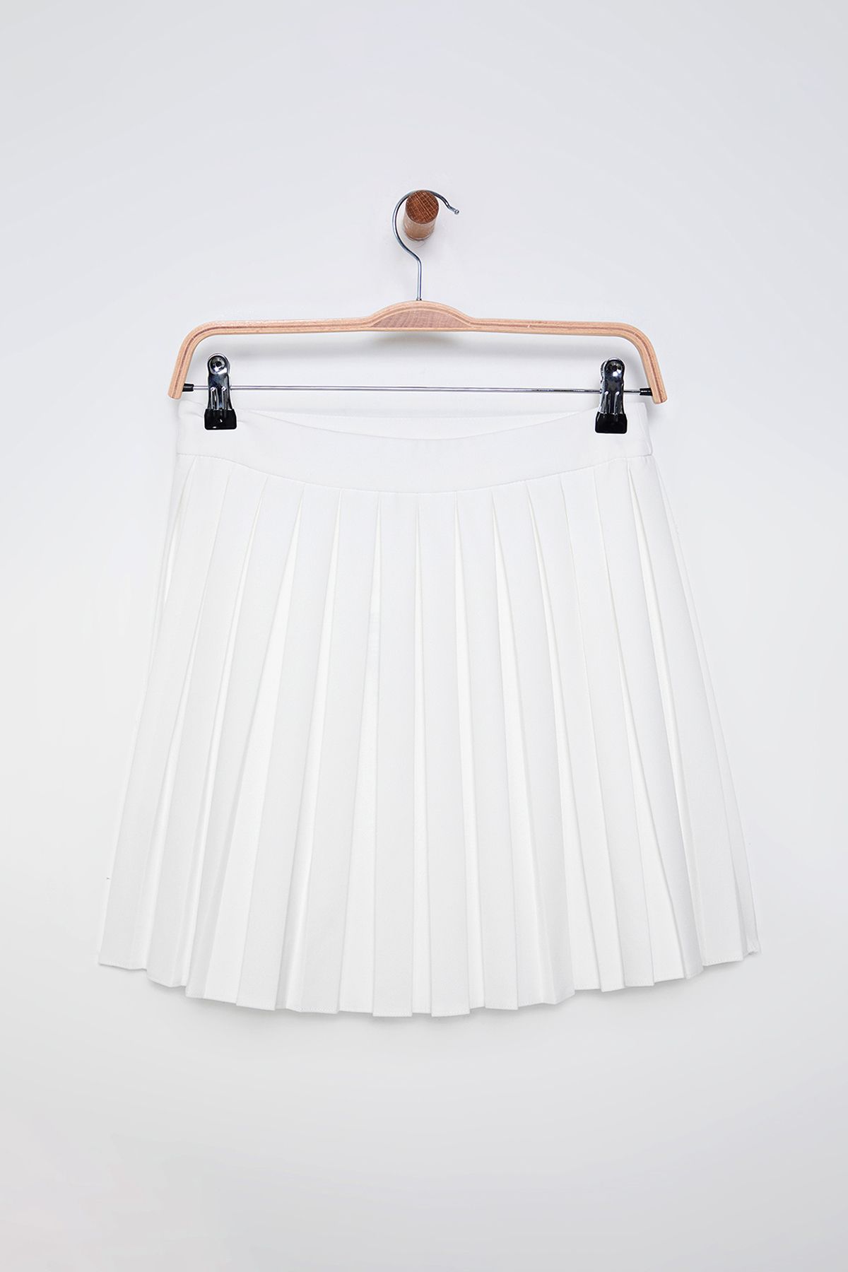 Trendyol Collection-White Pleated Mini Woven Skirt Twoaw21Et0111 6