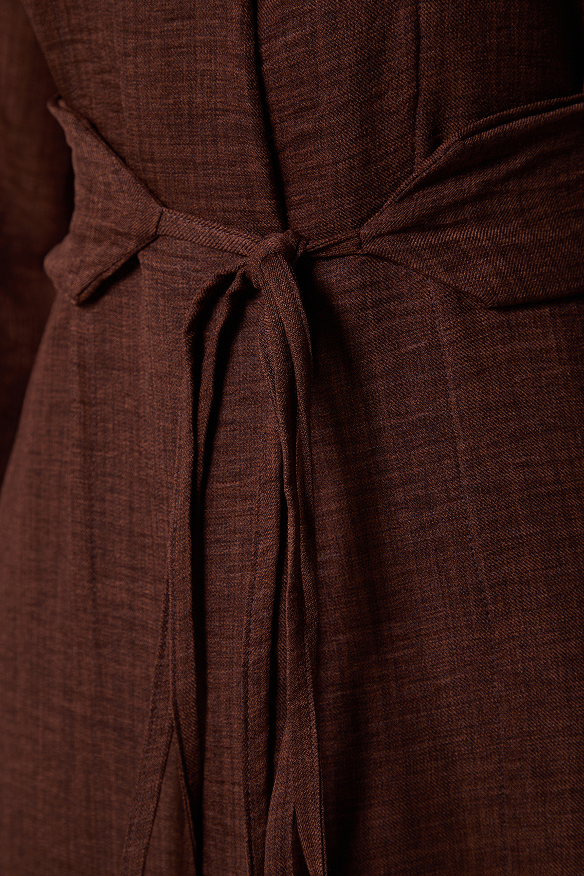 Trendyol Modest-Lněné tkané detailní kimono a kaftan – hnědá, vázání v pase, Tctss24Kk00001 7