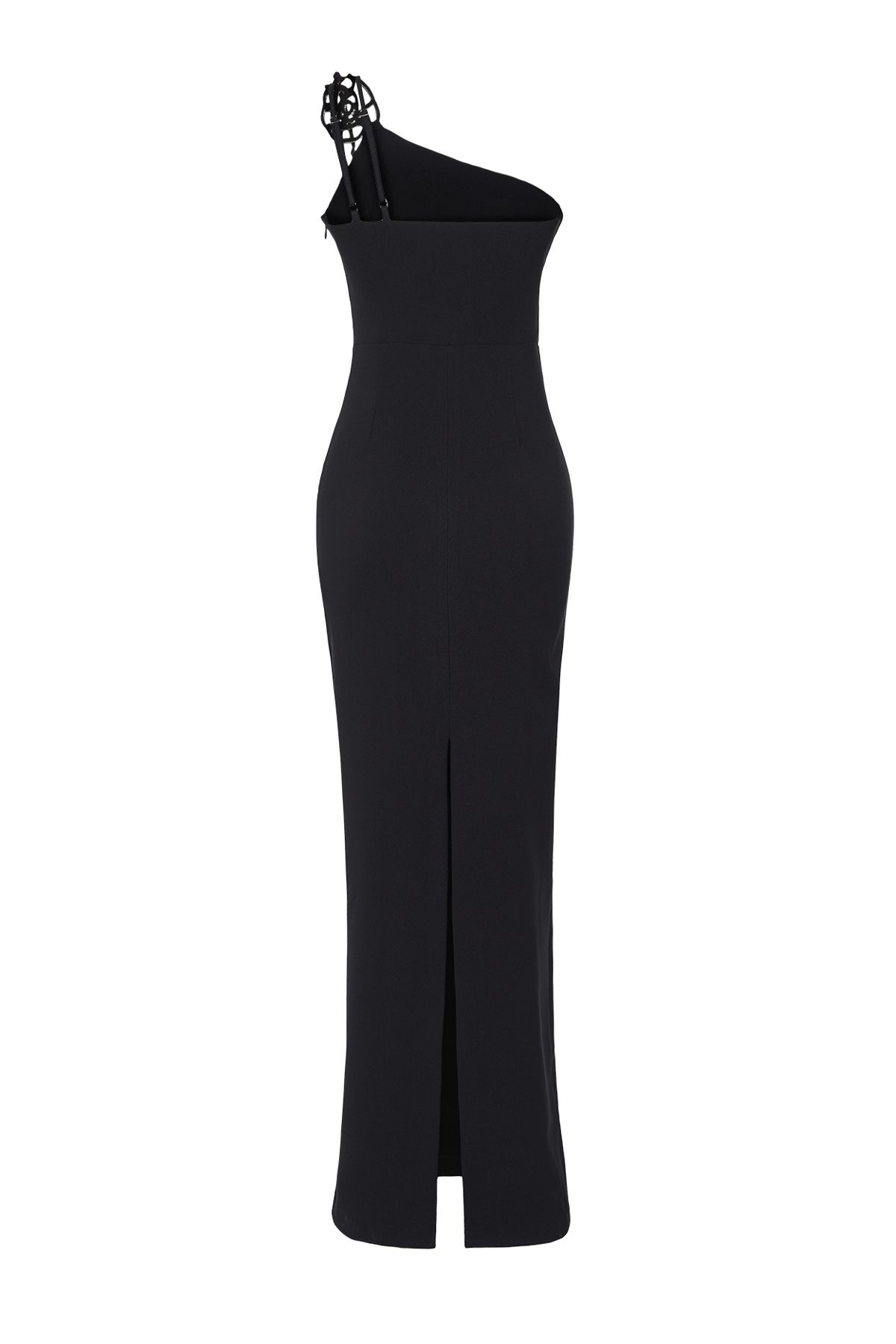 Trendyol Collection-Schicke lange Abendkleider und Heimkehrkleider mit schwarzen, rosafarbenen, glänzenden Strass-Accessoires TPRSS25AE00005 8