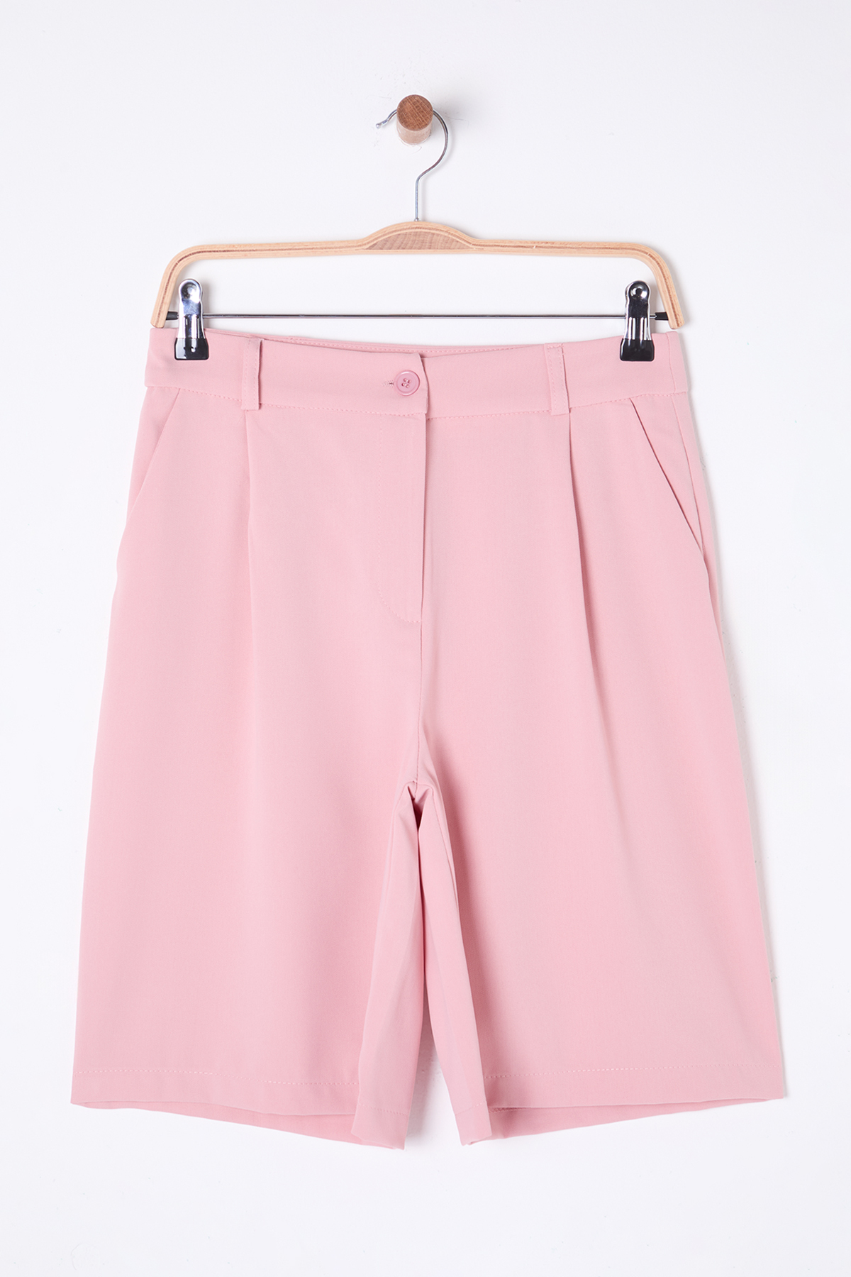 Trendyolmilla  Pembe Diz Boy Regular City Dokuma Şort & Bermuda TWOSS25SR00026 - Görsel 7