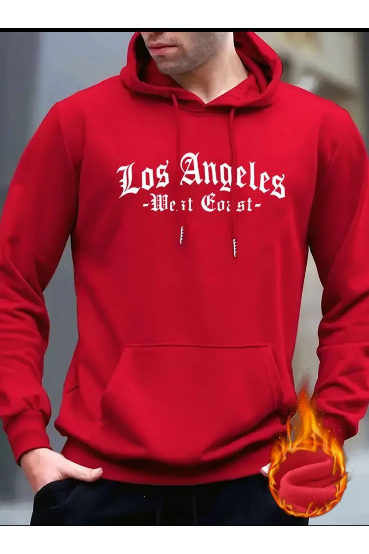 Moda Glo Los Angeles Baskılı Kapüşonlu Sweatshirt