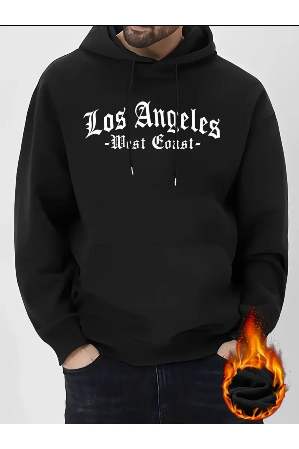 Moda Glo Los Angeles Baskılı Kapüşonlu Sweatshirt