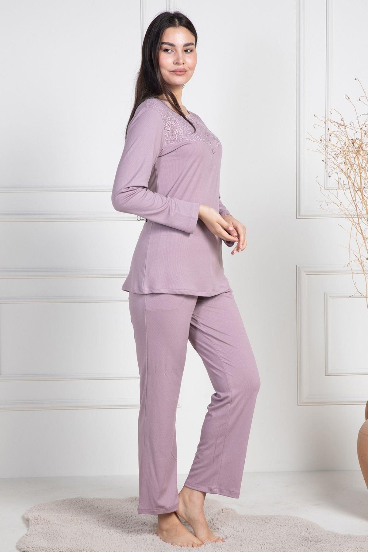 Mecit Pijama-طقم بيجامة نسائي مقاس كبير من Mecit 6104 Dusty Rose 2