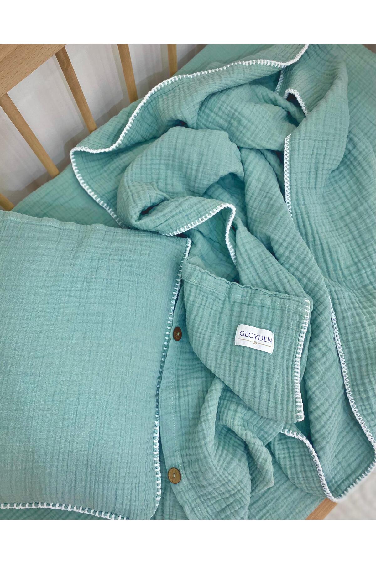 GLOYDEN Park Yatak Bebek Müslin Nevresim Takımı Yeşil 70x110 fotoğrafı 3 (önizleme)