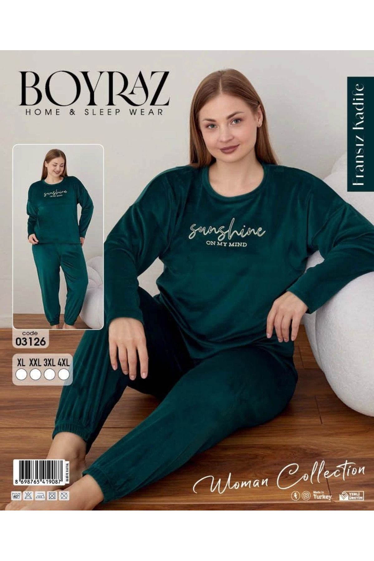 Kareem Boyraz 03126 Battal Fransız Kadife Pijama Takımı