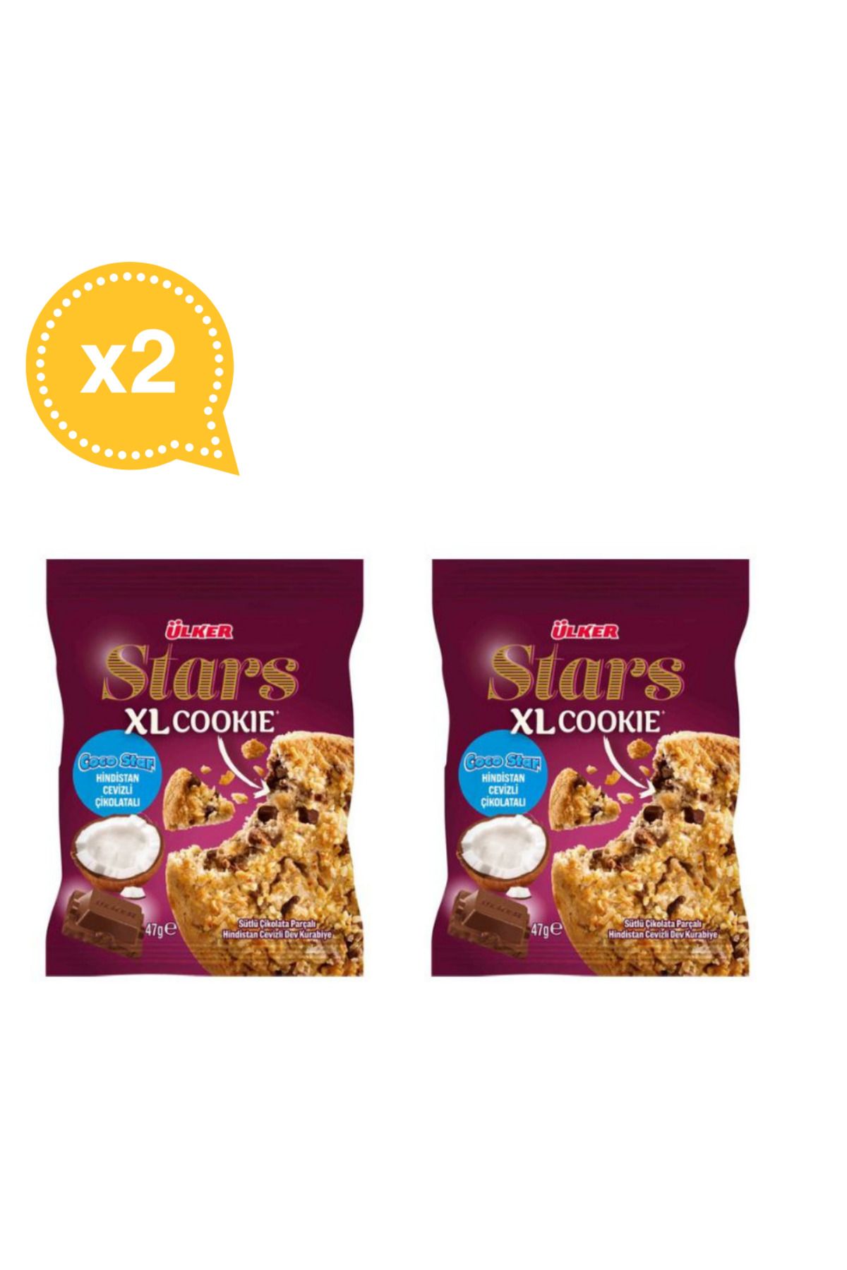 Ülker Ülker Stars Xl Hindistan Cevizli Çikolatalı Cookie 47 Gr x 2 Adet