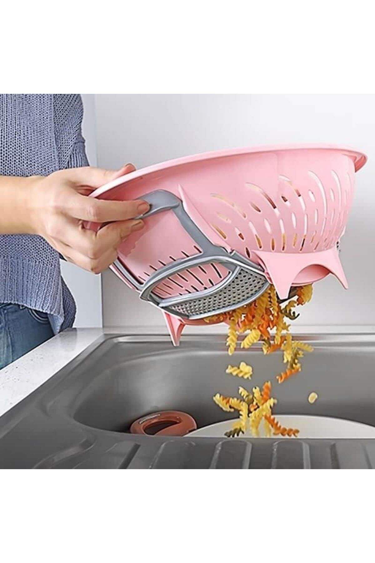 STOREMAX nffashopm Plastik Akıllı Ortadan Açılır Pembe Pratik Süzgeç (Pembe) storestarx 1051353
