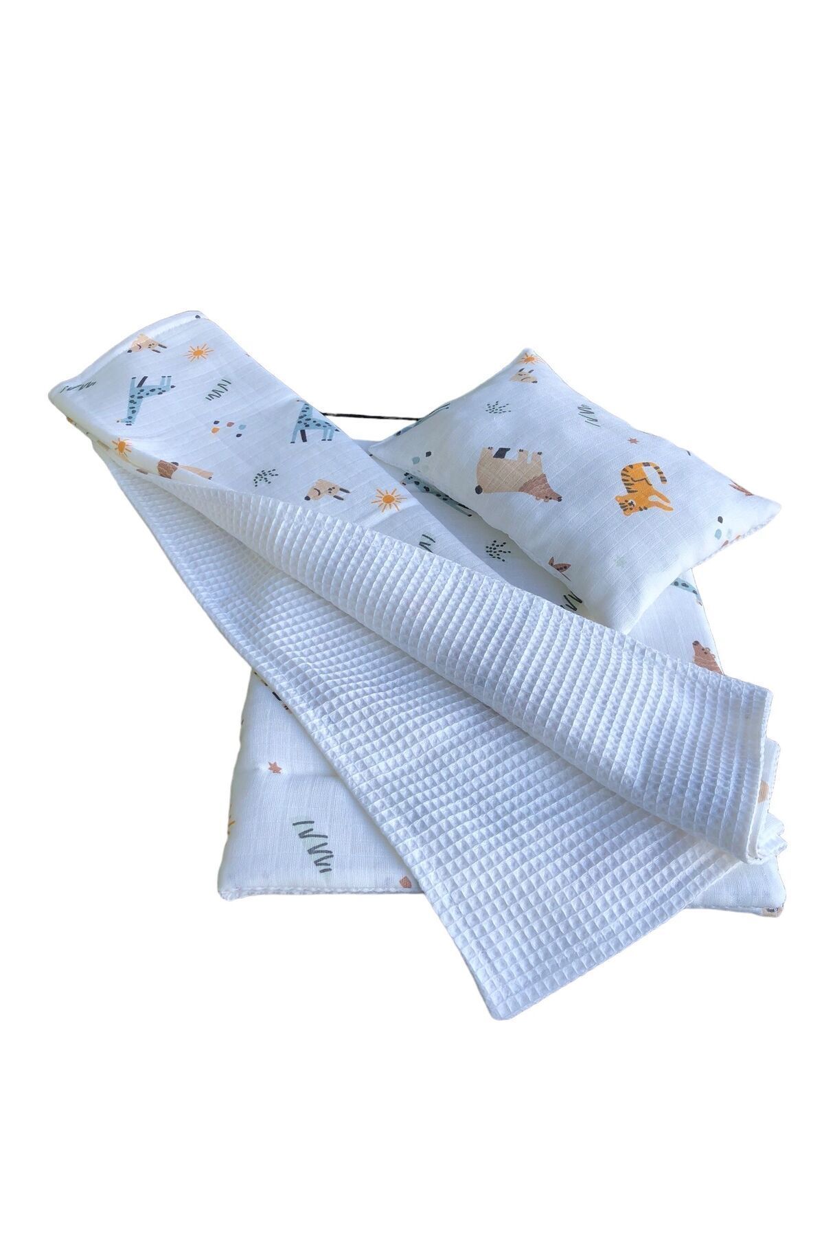 Kido Kidos-3-Piece Baby Nursing Set - Changing Mat, Double-Sided Muslin-Pique Cover Blanket 1