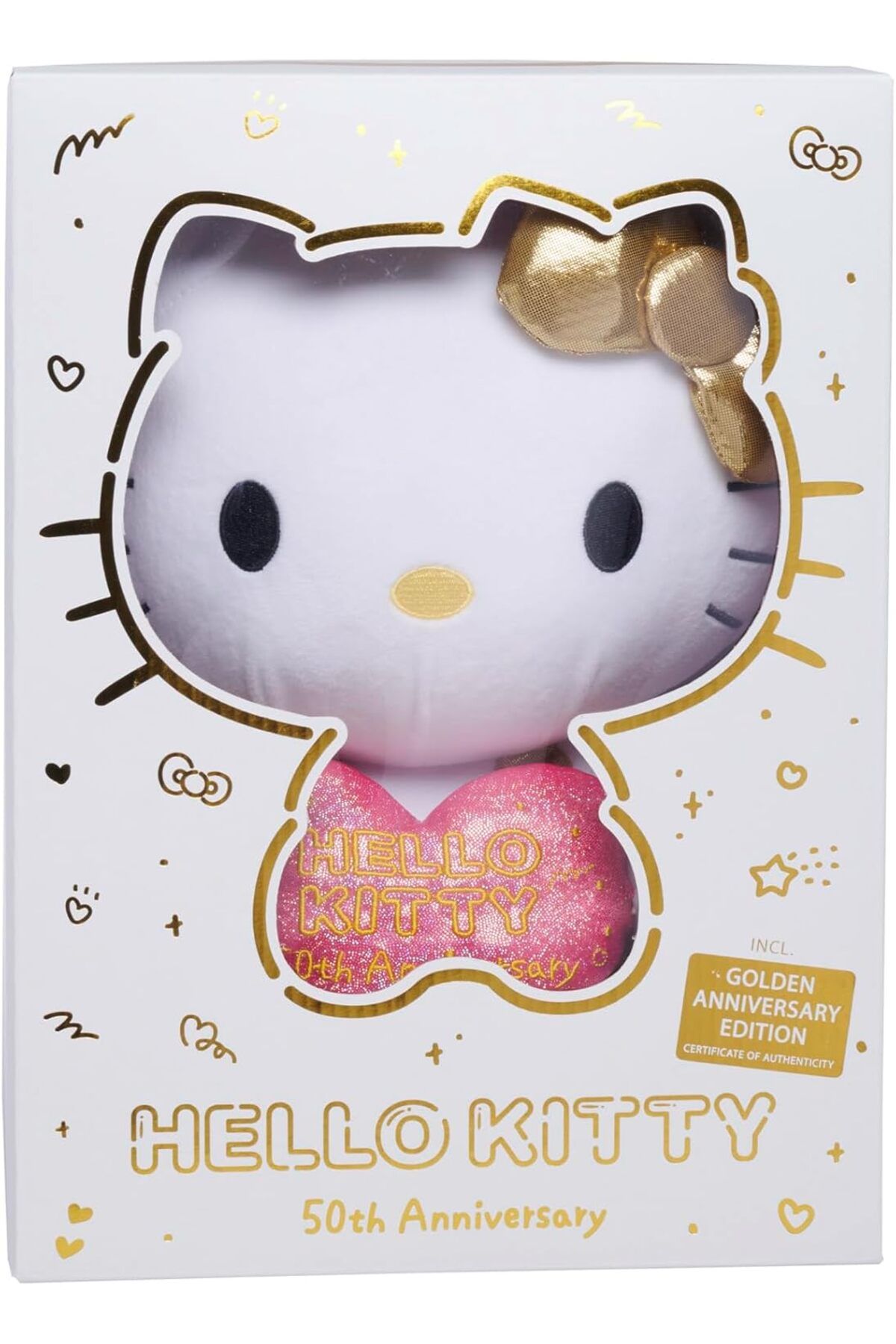 STOREMAX OtantikShop 109280151, Hello Kitty 50. Yıldönümü, 30cm, Altın Kıyafetli Hello Kitty Peluş Fig