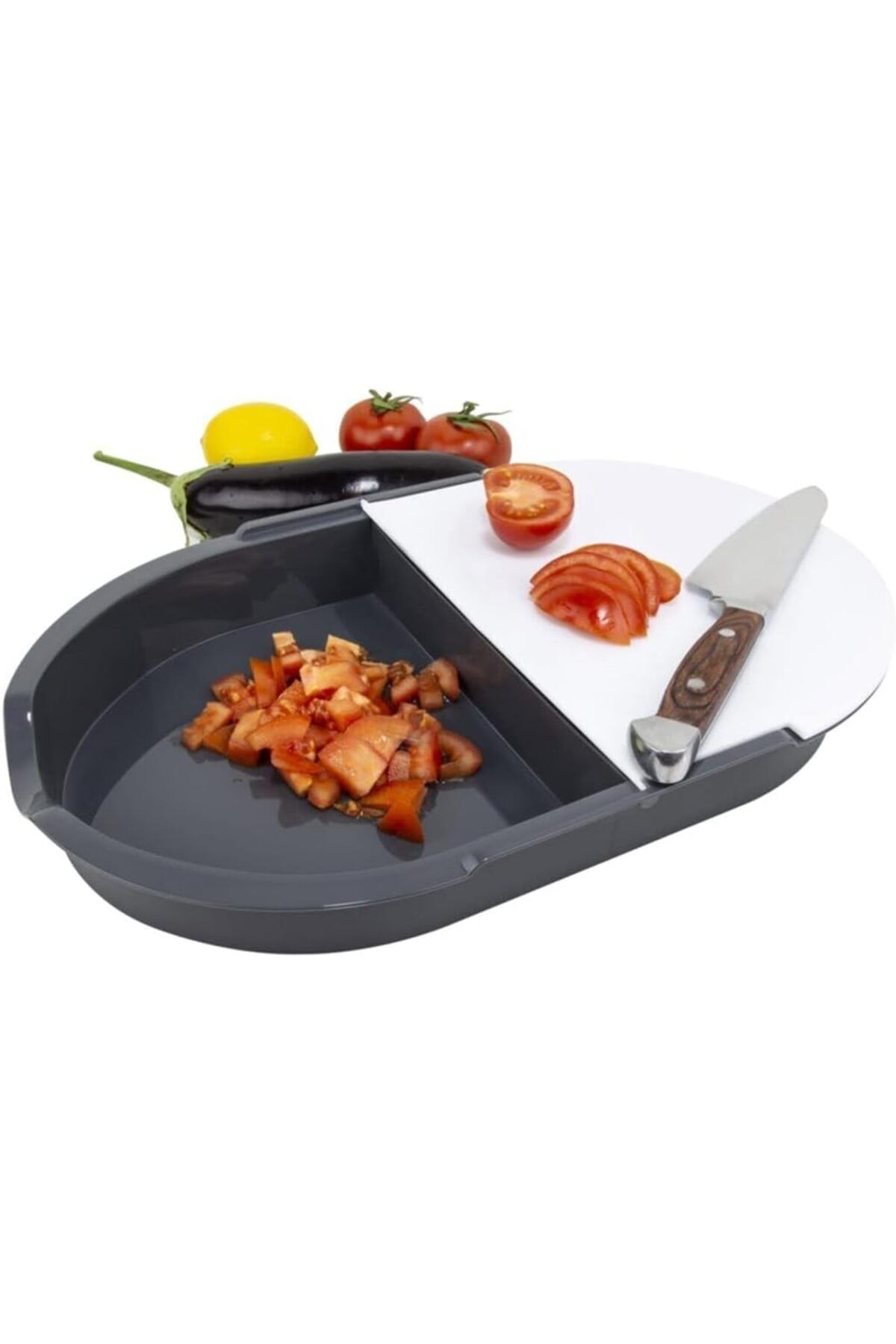 STOREMAX lbstorex Çift Hazneli Kesme Panosu, 24 x 43 x 5.2 cm, Antrasit/Beyaz Newdsng 1116818