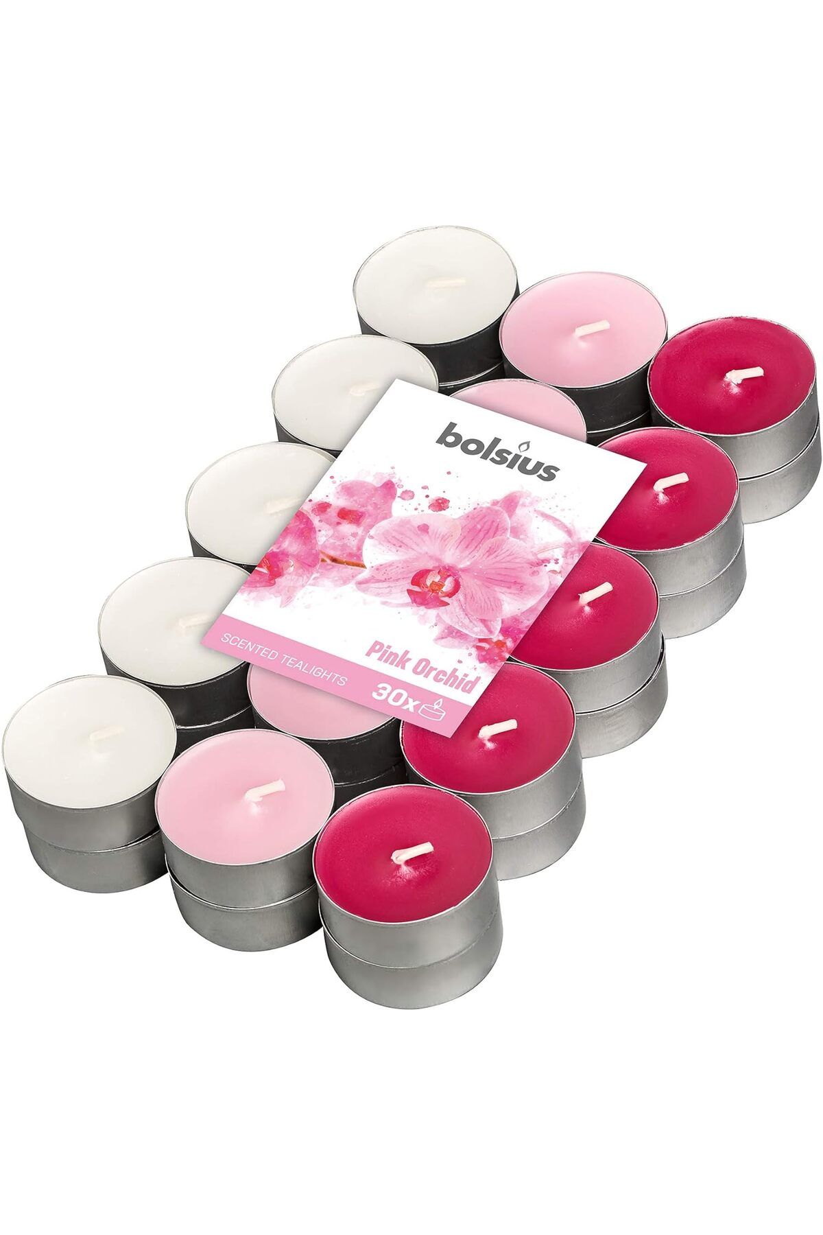 yusuftex srht Kokulu Tealight Mum, Orkide Kokulu, Karışık Renkli, 30'lu Paket, 4 Saatlik Uzun Yanma Süres