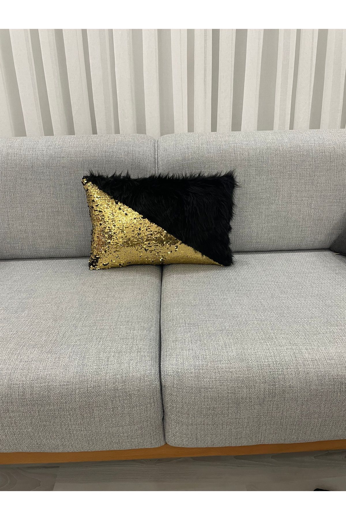 YILMAZHOME-Sequin Plush Rectangular Triangle Throw Pillow Cover 8