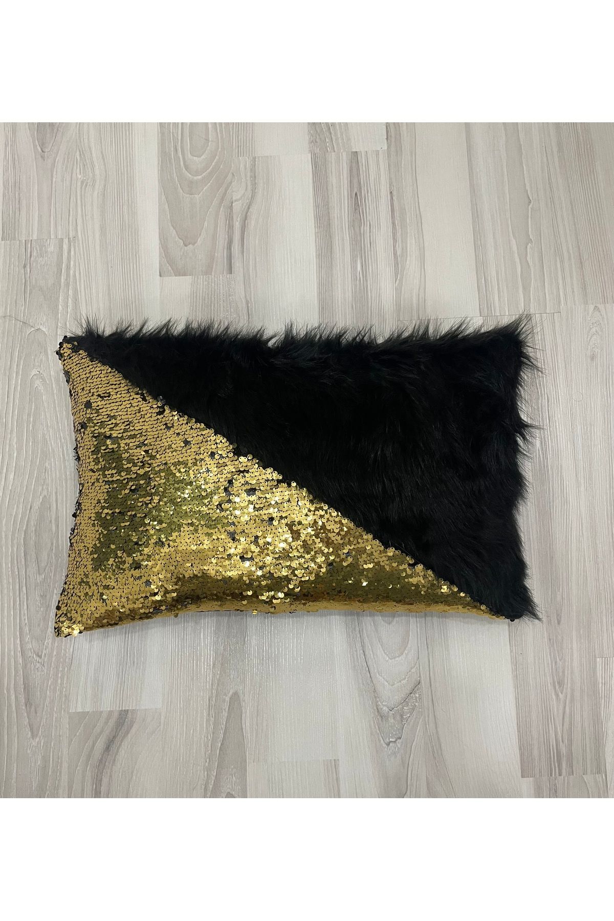 YILMAZHOME-Sequin Plush Rectangular Triangle Throw Pillow Cover 7