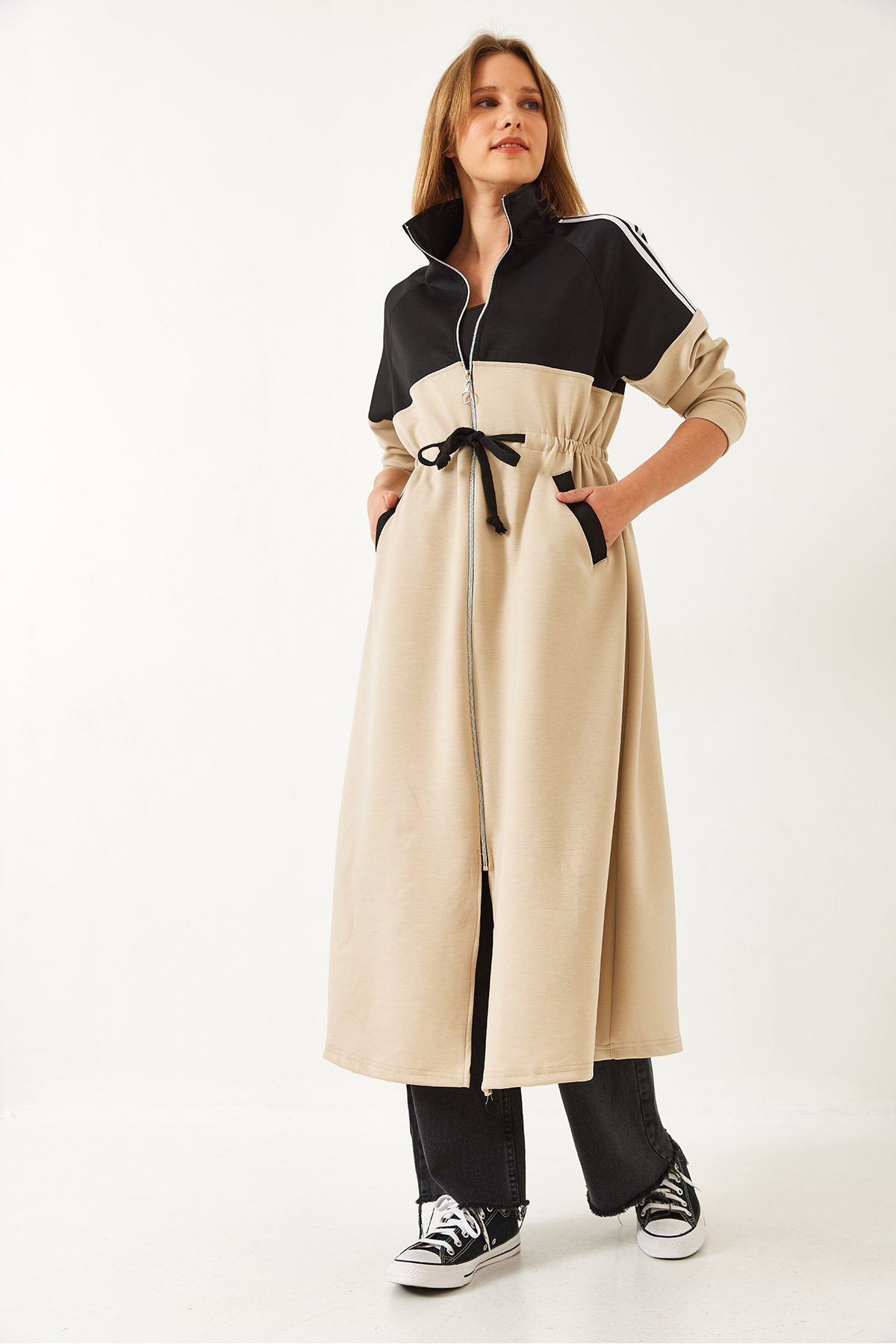 Bianco Lucci-Women's Zipper Waist Tie Long Dress 60351321 4