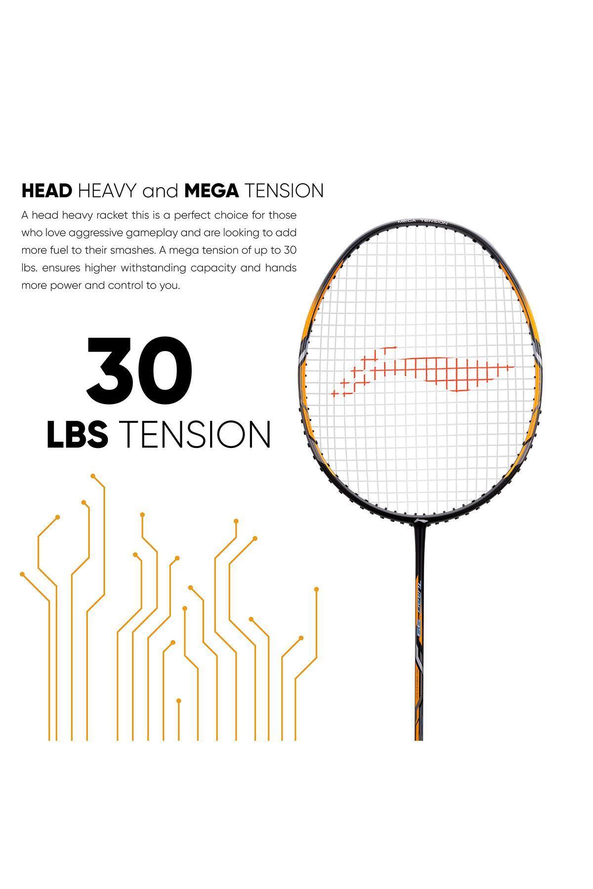 Li-Ning-مضرب تنس الريشة Turbo 99 المصنوع من ألياف الكربون مع غطاء كامل (أسود/ذهبي) 6