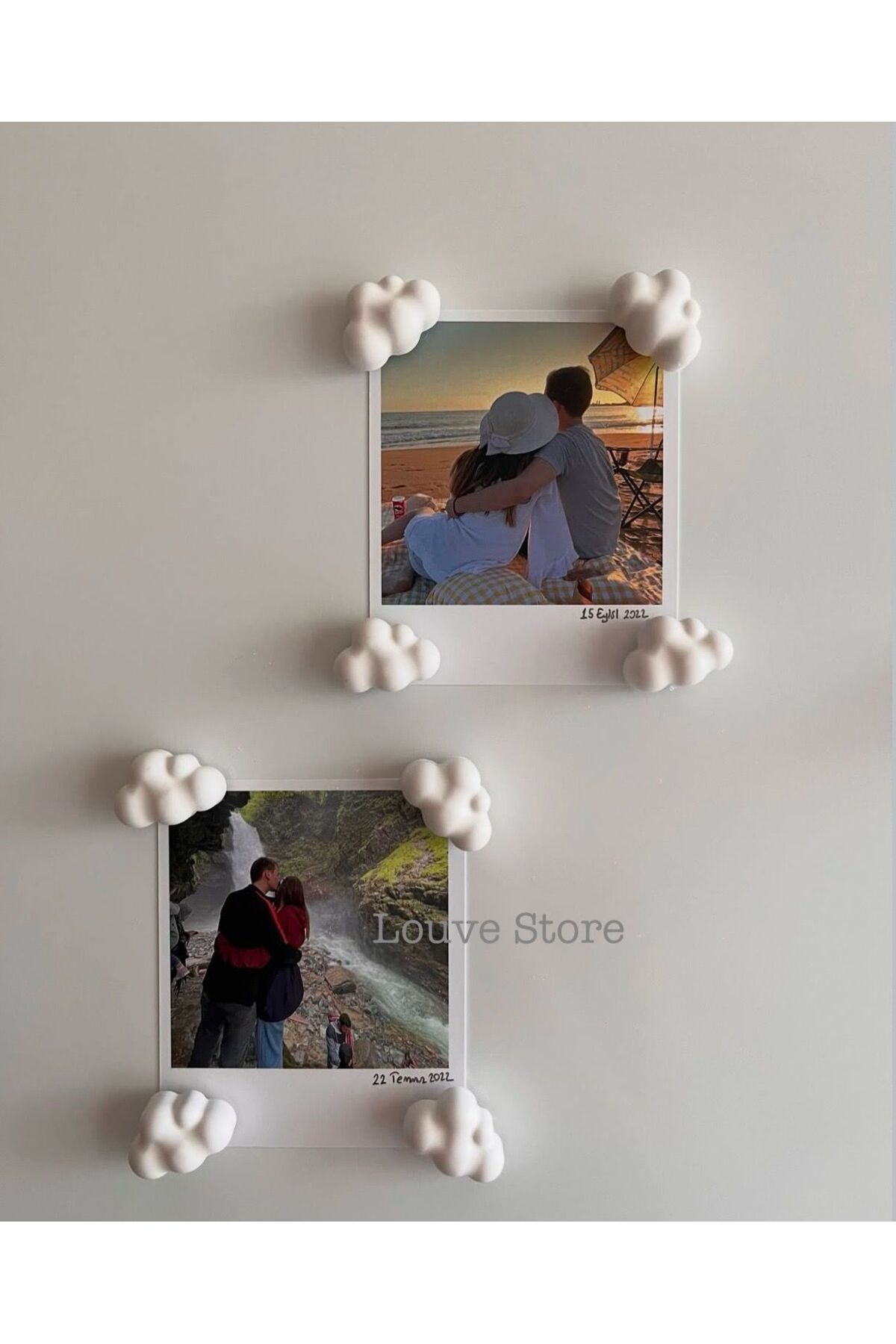 Louve Store 8’lı Mini Beyaz Bulut Buzdolabı Magneti , Mıknatıslı Fotoğraf Tutucu Magnet