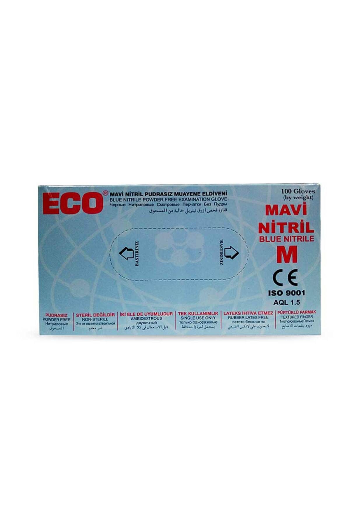 ECO Mavi Nitril Cerrahi Pudrasız Eldiven 100 lü M Beden