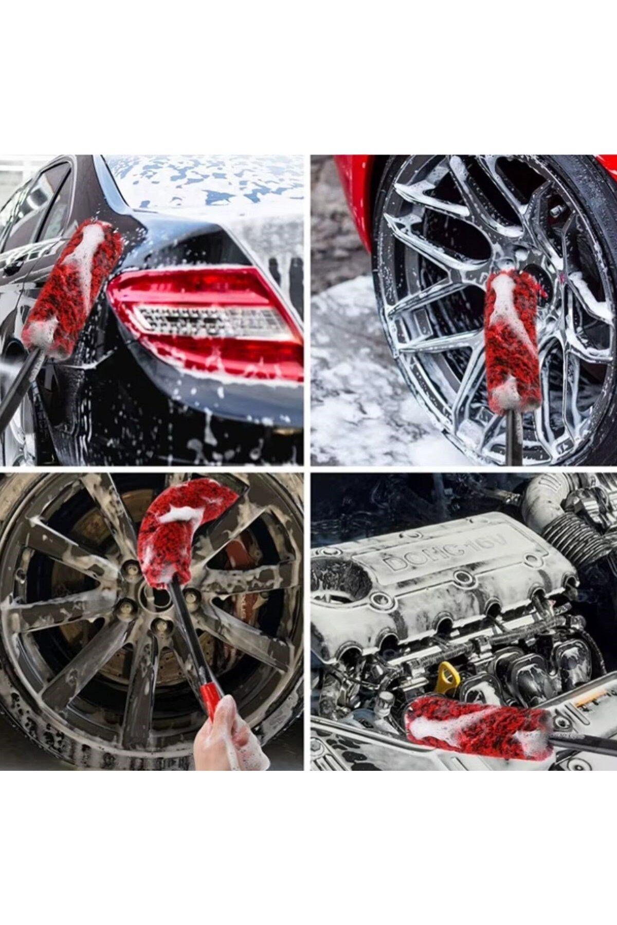 PERİBOİA-Periboia 3Pcs Flexible Plush Auto Wheel Rim - Exhaust Cleaning Brush, Home & Vehicle Cleaning Dusting Brush Set 3