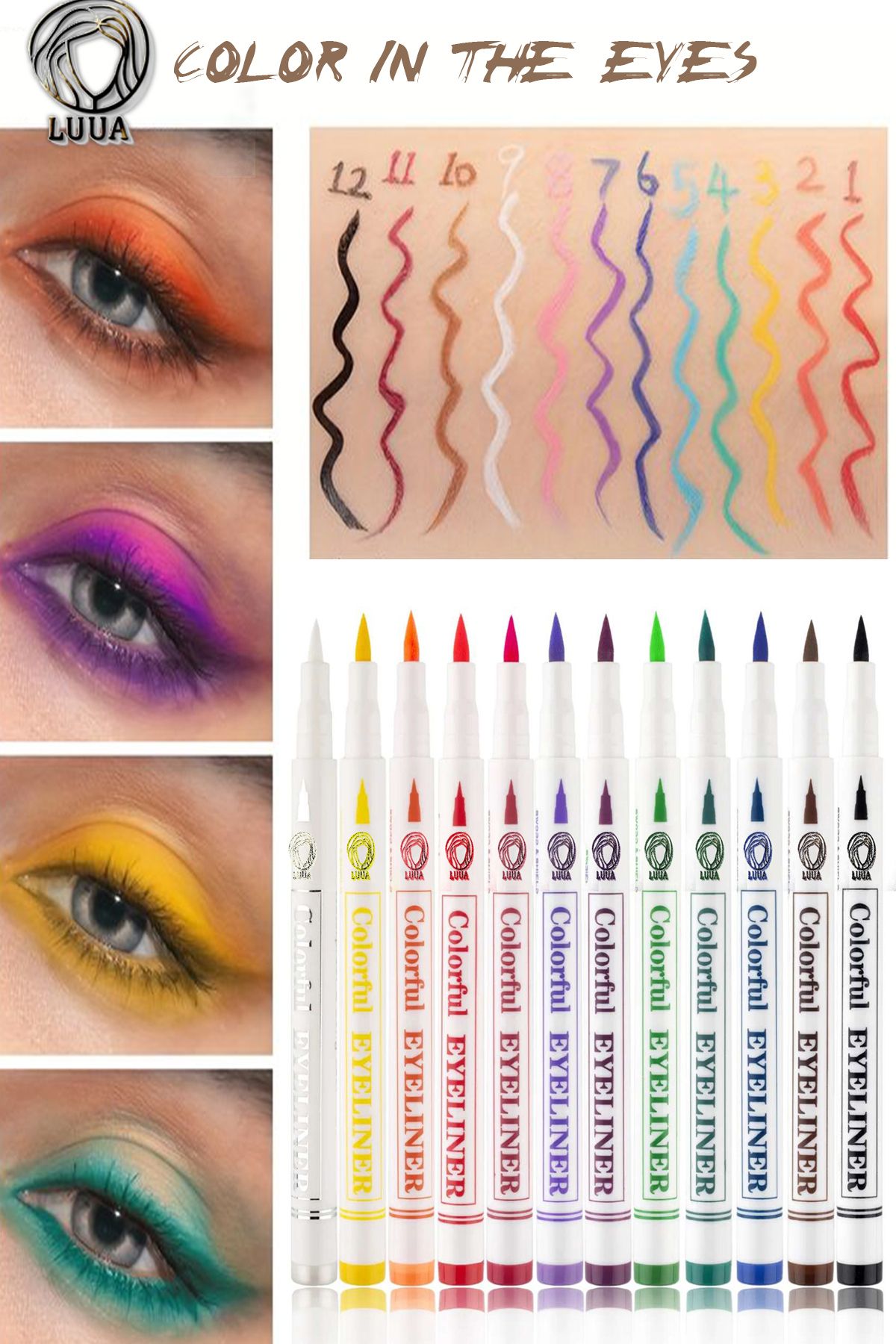 LUUA 12 Renk Pen Eyeliner Seti-5