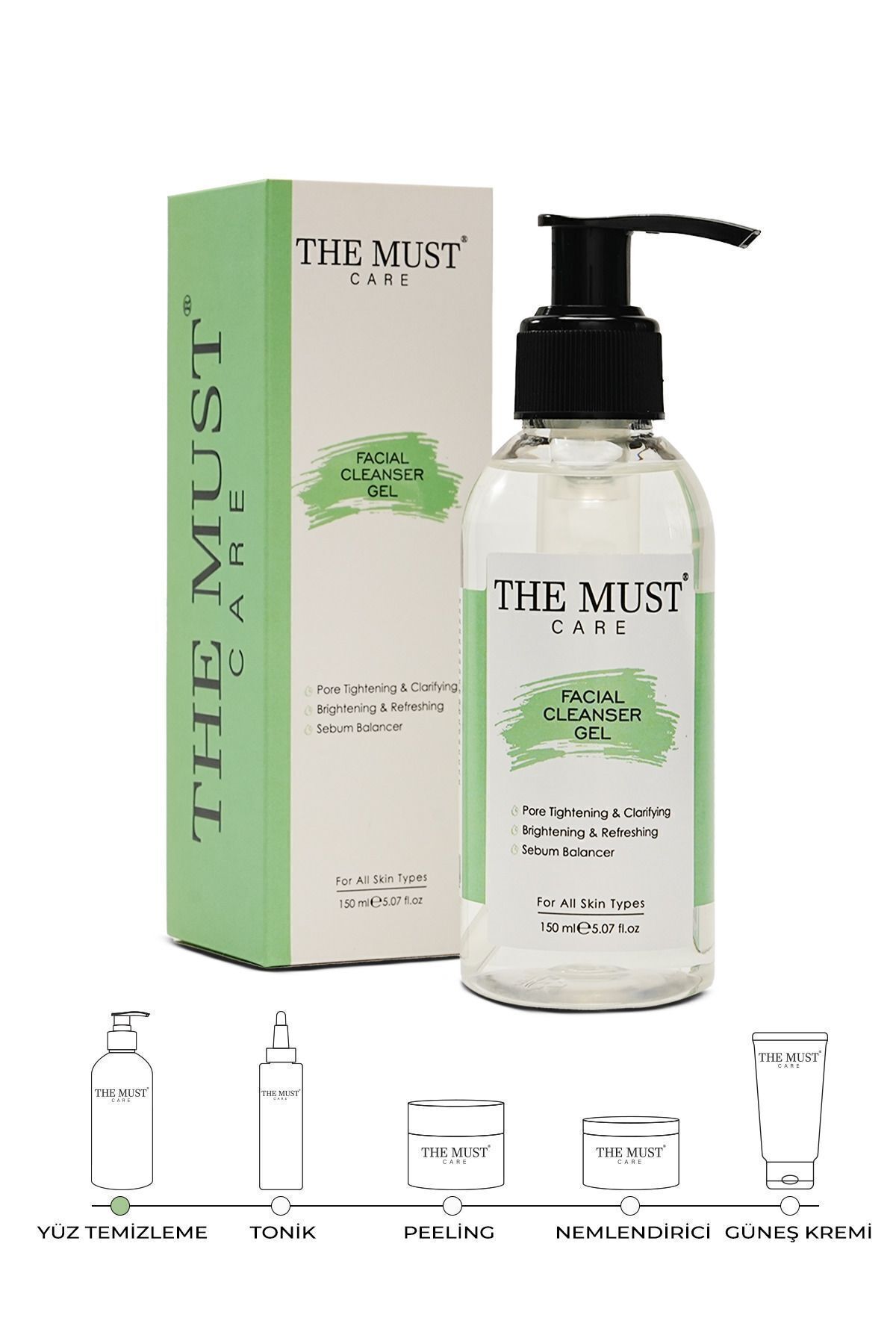 Arındırıcı Ve Sebum Dengeleyici, Aydınlatıcı Tüm Ciltler Için Makyaj Ve Yüz Temizleme Jeli 150 ml — MUST-6 — تصویر 7 از 7