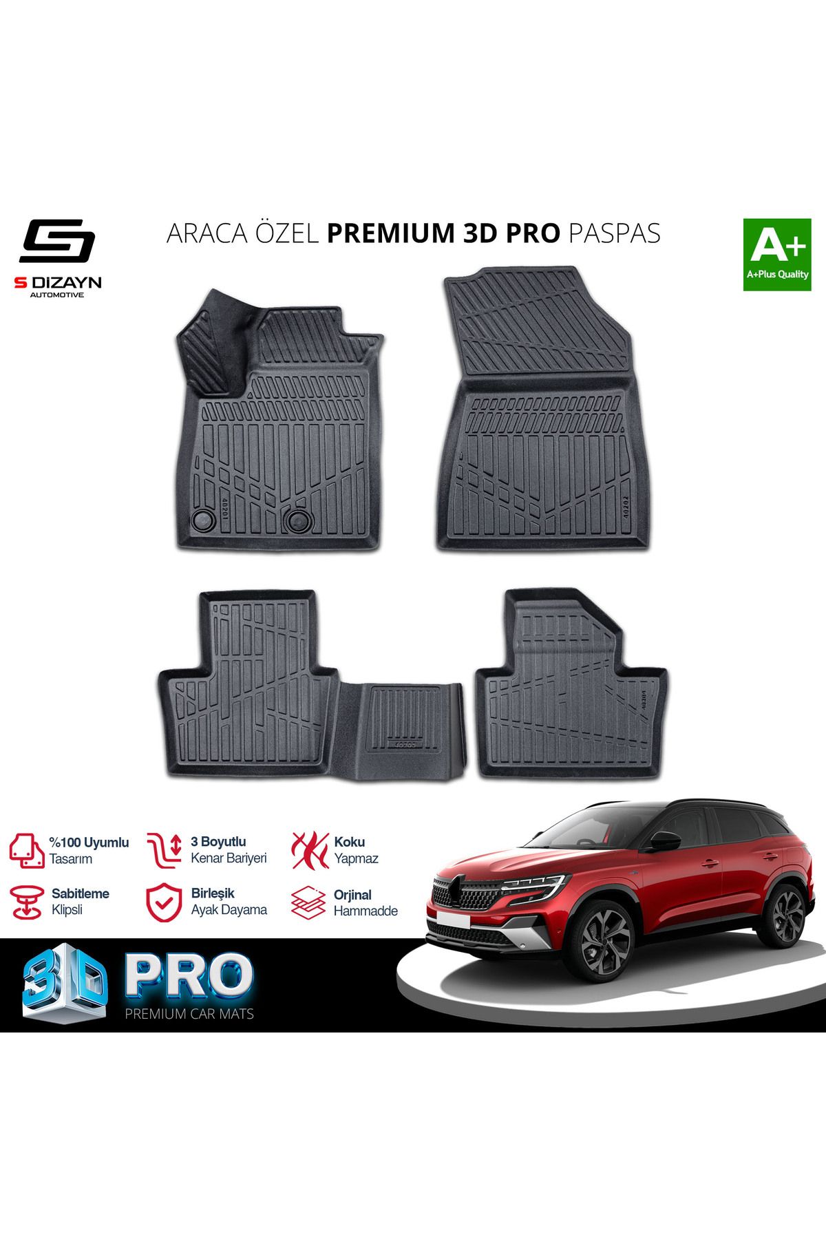 TREND Meka Part Renault Austral Mild Hybrid 3D Pro Havuzlu Paspas 2023 Üzeri A+ Kalite