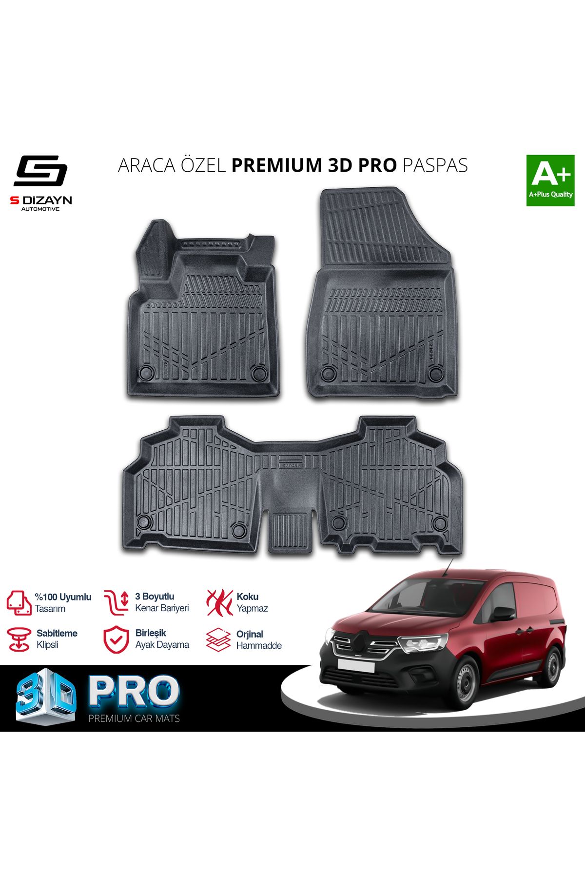 TREND Meka Part Renault Kangoo 3D Pro Havuzlu Paspas 2024 Üzeri A+ Kalite