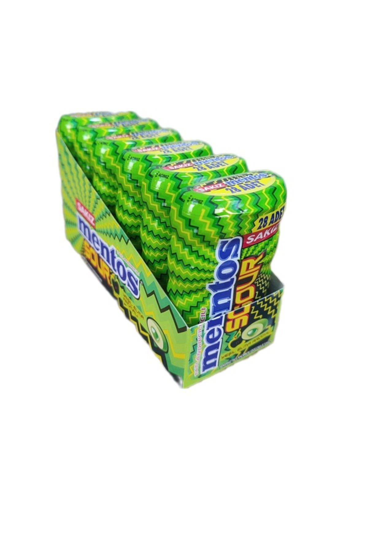 Mentos Sour Yeşil Elmalı Ekşi Sakız_56g x 6