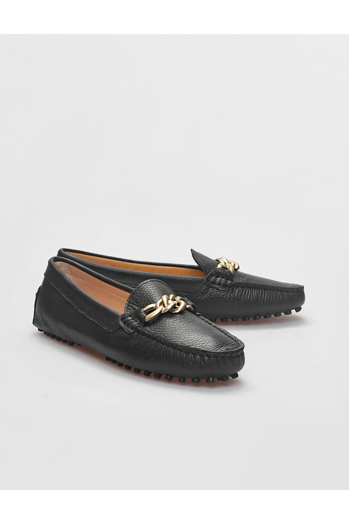 Cabani-Loafer negru de damă din piele naturală 4