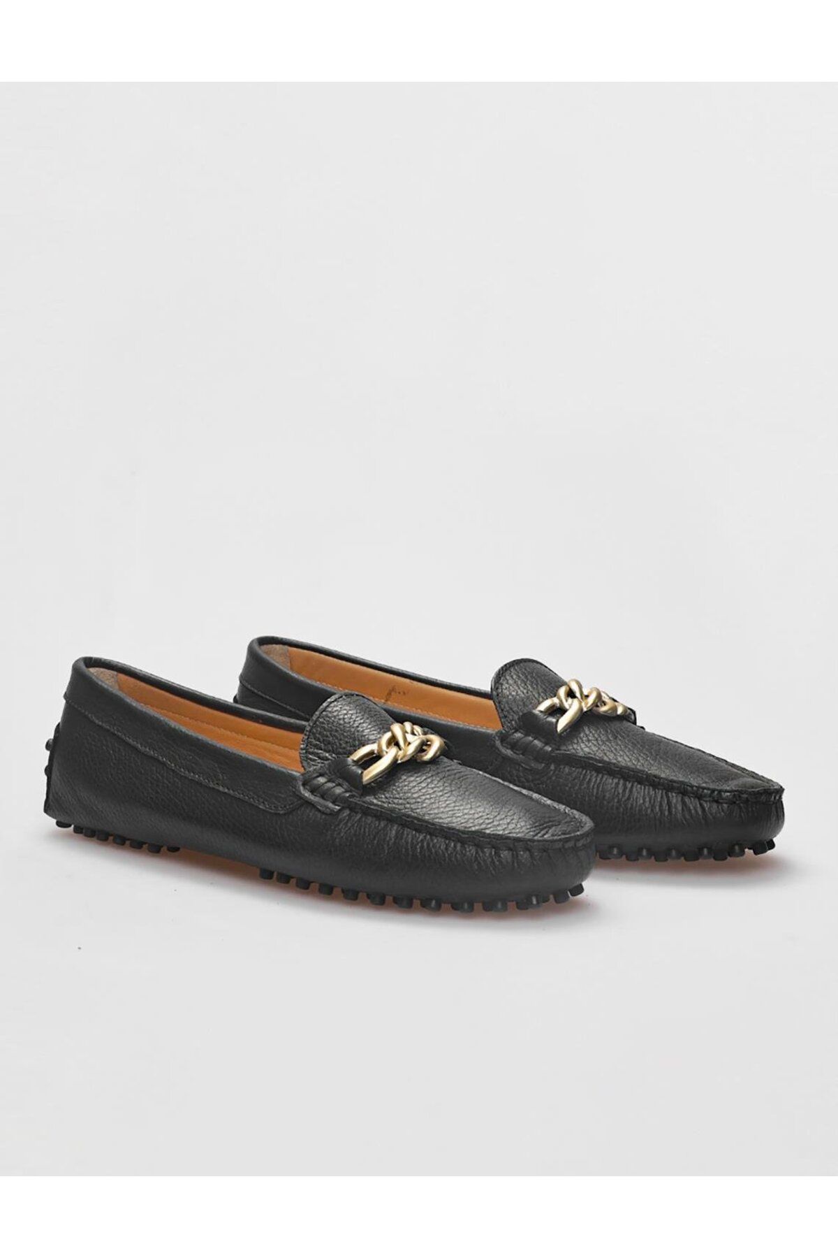 Cabani-Loafer negru de damă din piele naturală 2