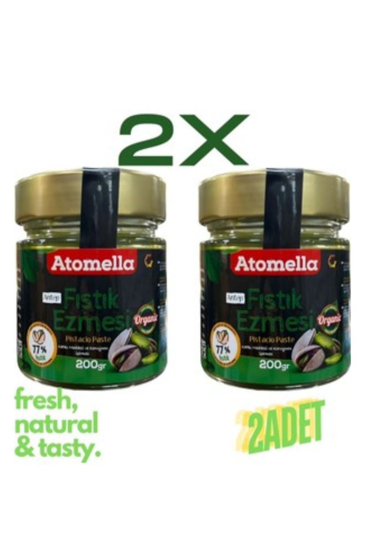 ATOMELLA 2 Adet Atomella %77 Antep Fıstığı Ezmesi 2X200 gr