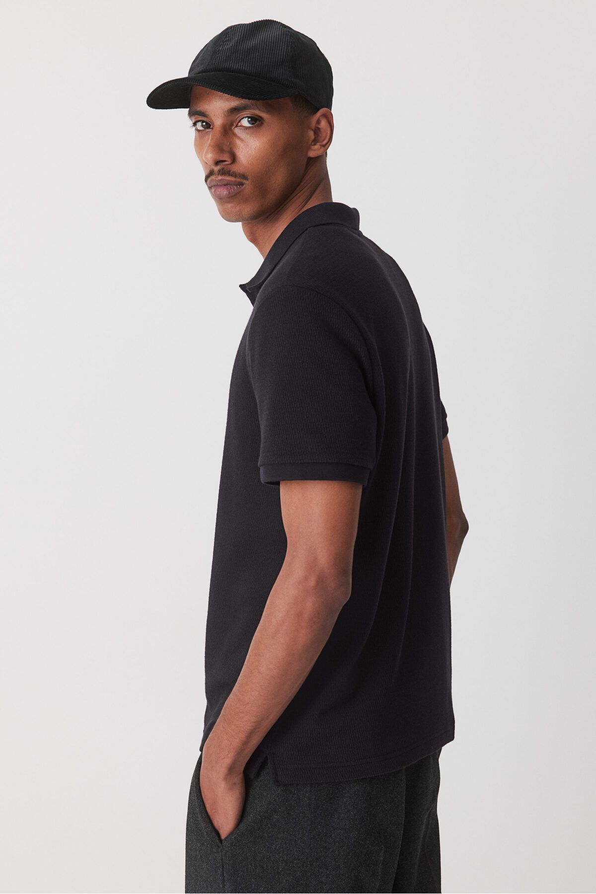 تی شرت یقه پولو آبی مردانه SLIM FIT POLO T اورجینال H M H&M